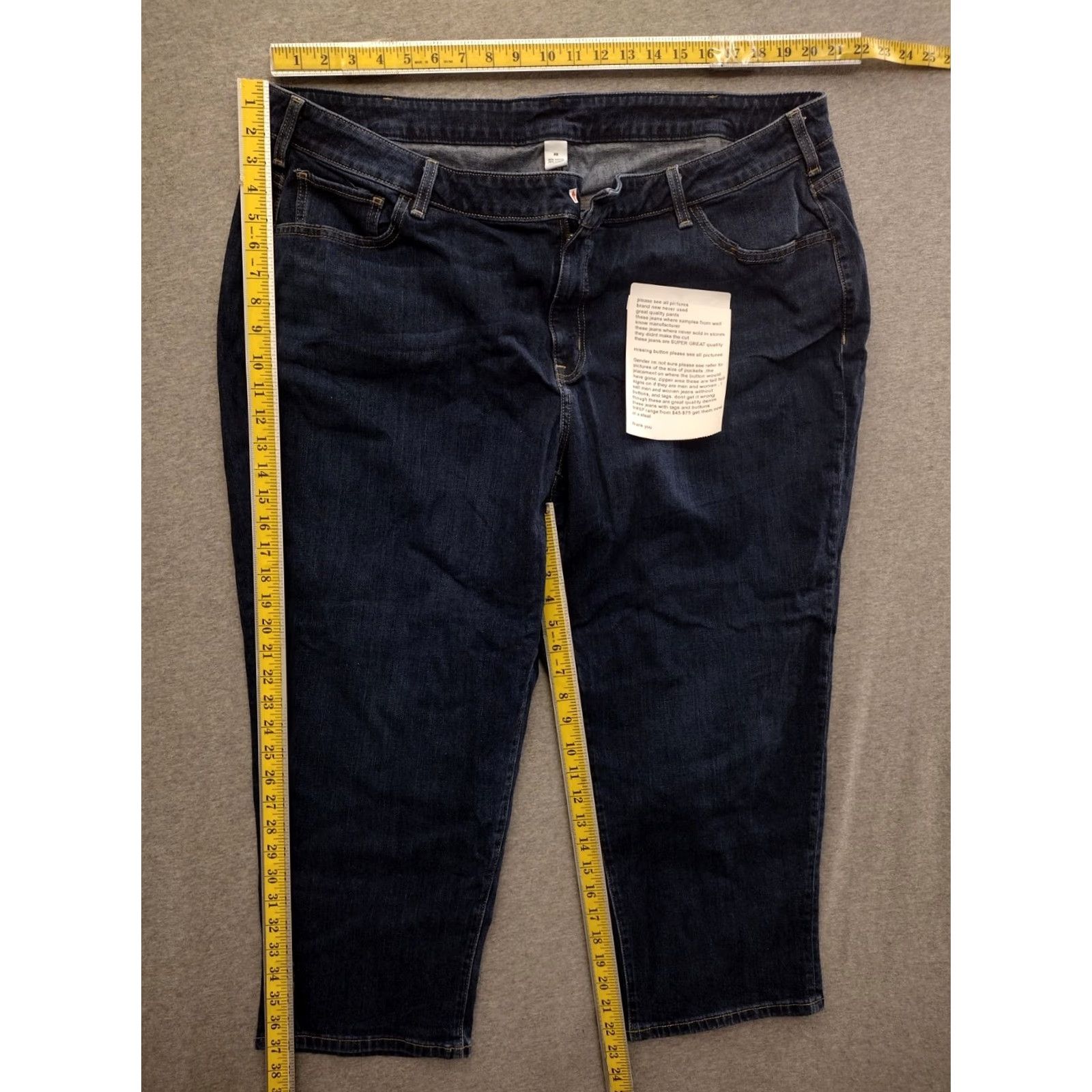 Vintage Unbranded Women's Jeans Dark Wash Denim Cotton Blend Size 22 Plus 5-Pocket Design High Rise Straight Blue Pants Womens Size 40" / US 18 - 5 Thumbnail