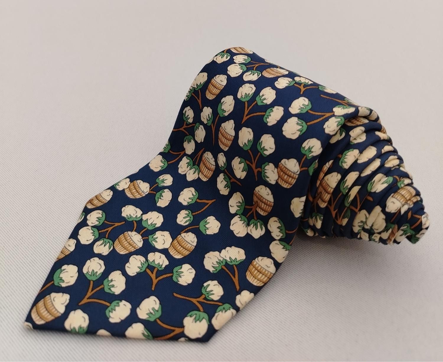 Hermes Hermes Paris 7496 IA Silk Designer Necktie Cotton Theme Tie Size ONE SIZE - 1 Thumbnail