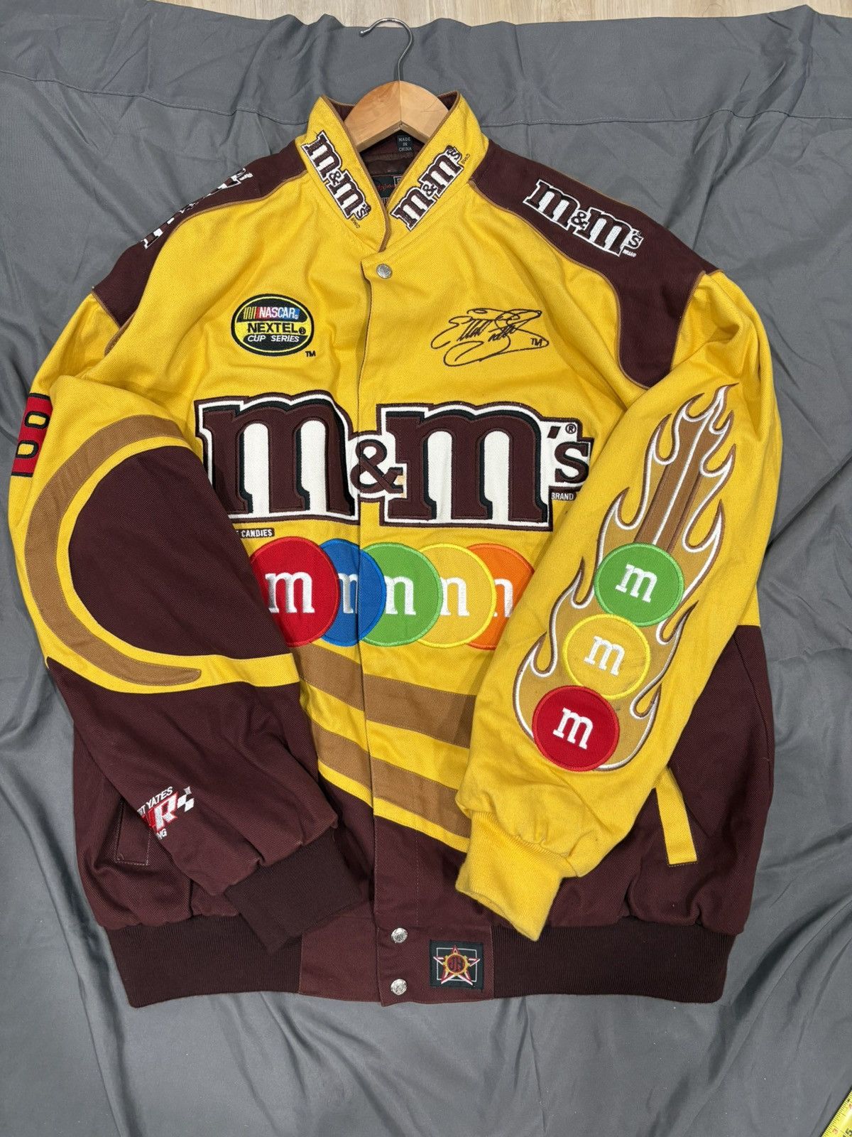 Rare M&M Nascar Jacket JH Design Elliot Sadler #38 Flame