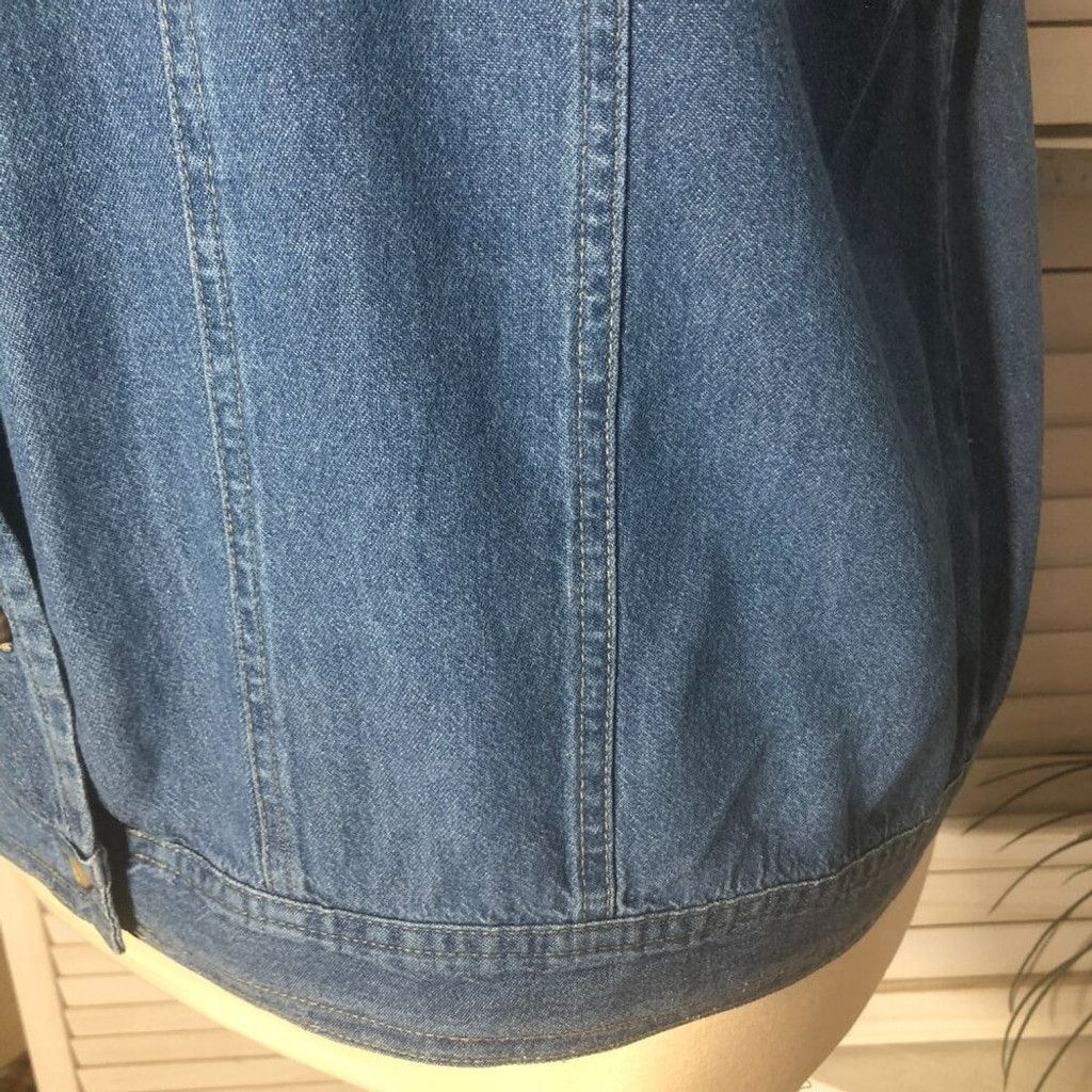 Vintage 90s Y2K jeans vest embroidered blue floral cottagecore 2X Size XL / US 12-14 / IT 48-50 - 7 Thumbnail