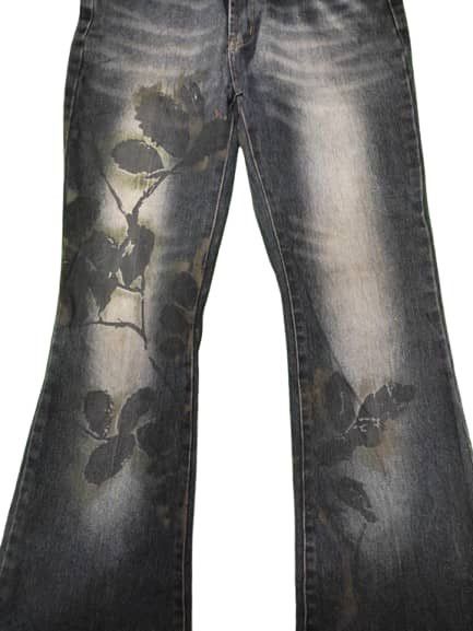 The Unbranded Brand × Vintage UNBRAND FLOWER SHADOW FLARED JEANS Size 29" - 2 Thumbnail