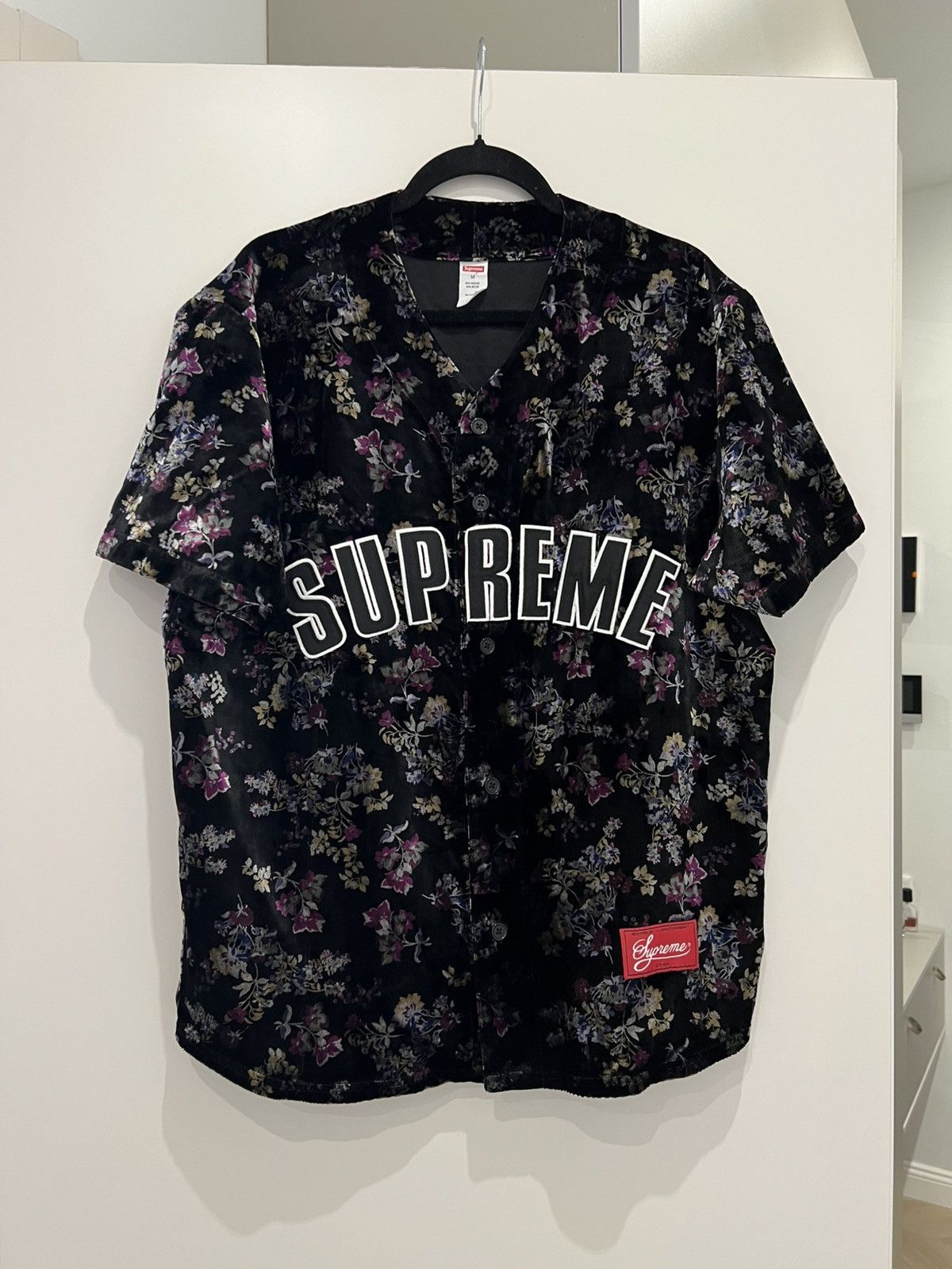 Supreme Floral Velour Baseball Jersey