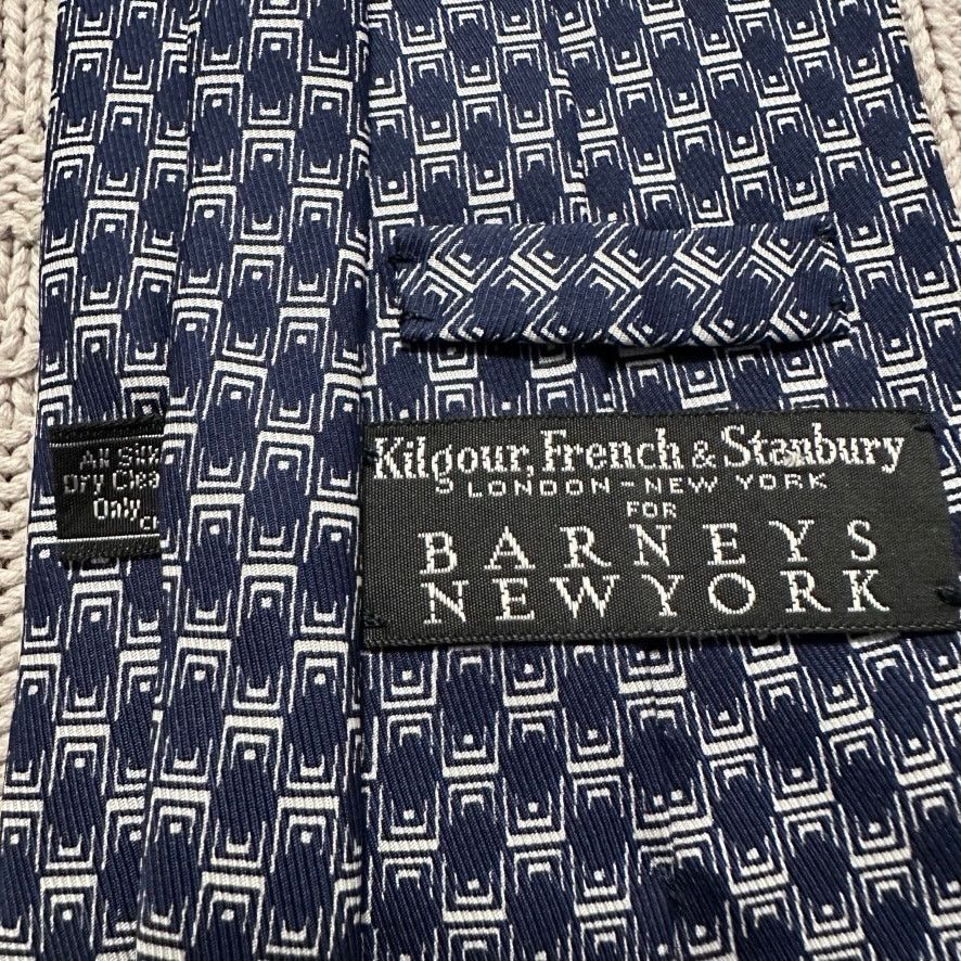 Barneys New York Barneys New York navy geometric silk tie Size ONE SIZE - 3 Thumbnail