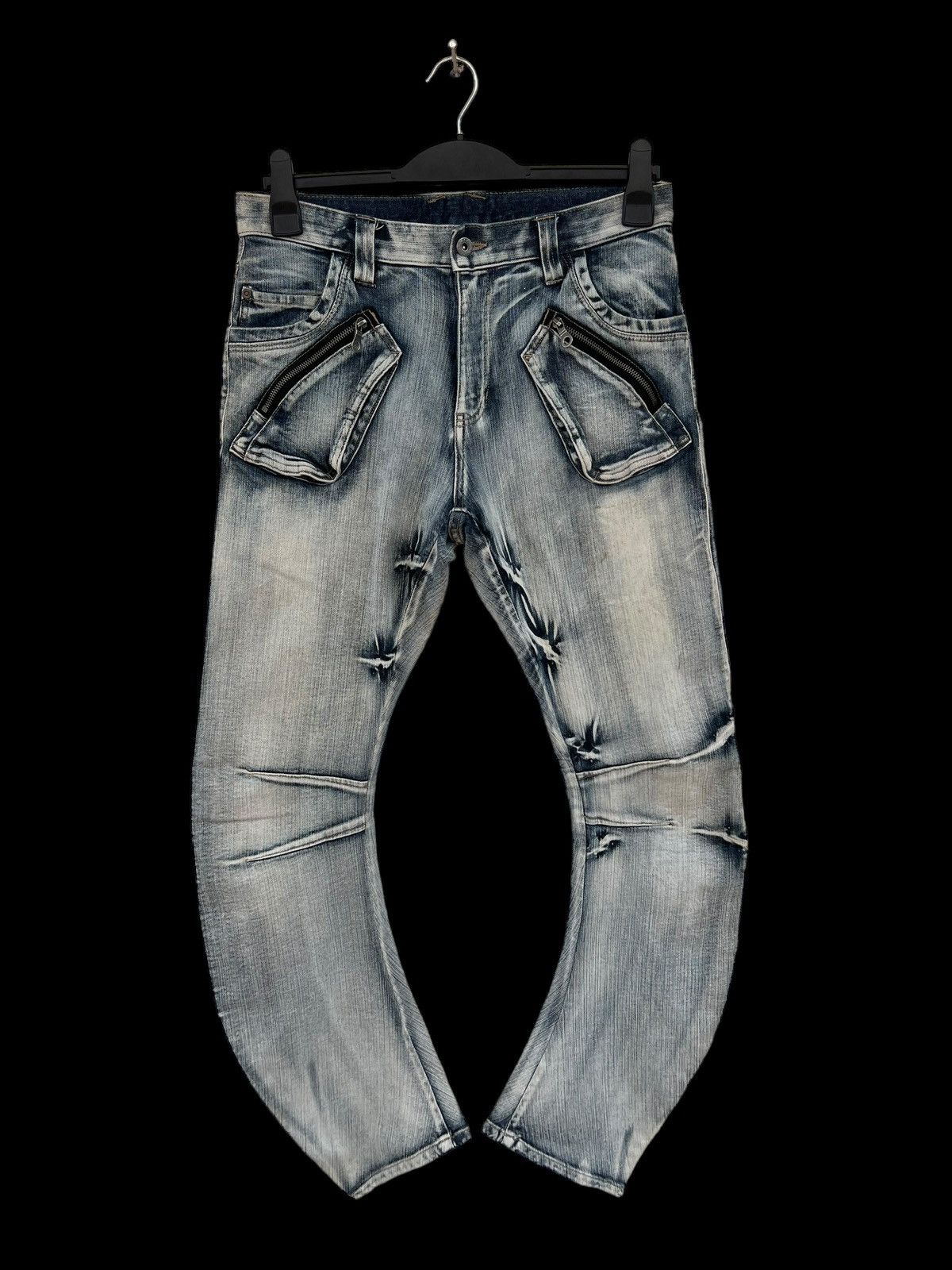 Vintage Vintage PPFM Acid Washed Curved Leg Denim Jeans Size US 31 - 7 Thumbnail