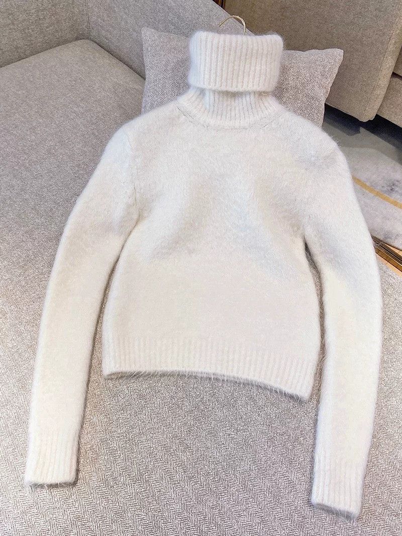 Saint Laurent Paris Saint Laurent Fuzzy White Turtleneck Size S / US 4 / IT 40 - 1 Thumbnail