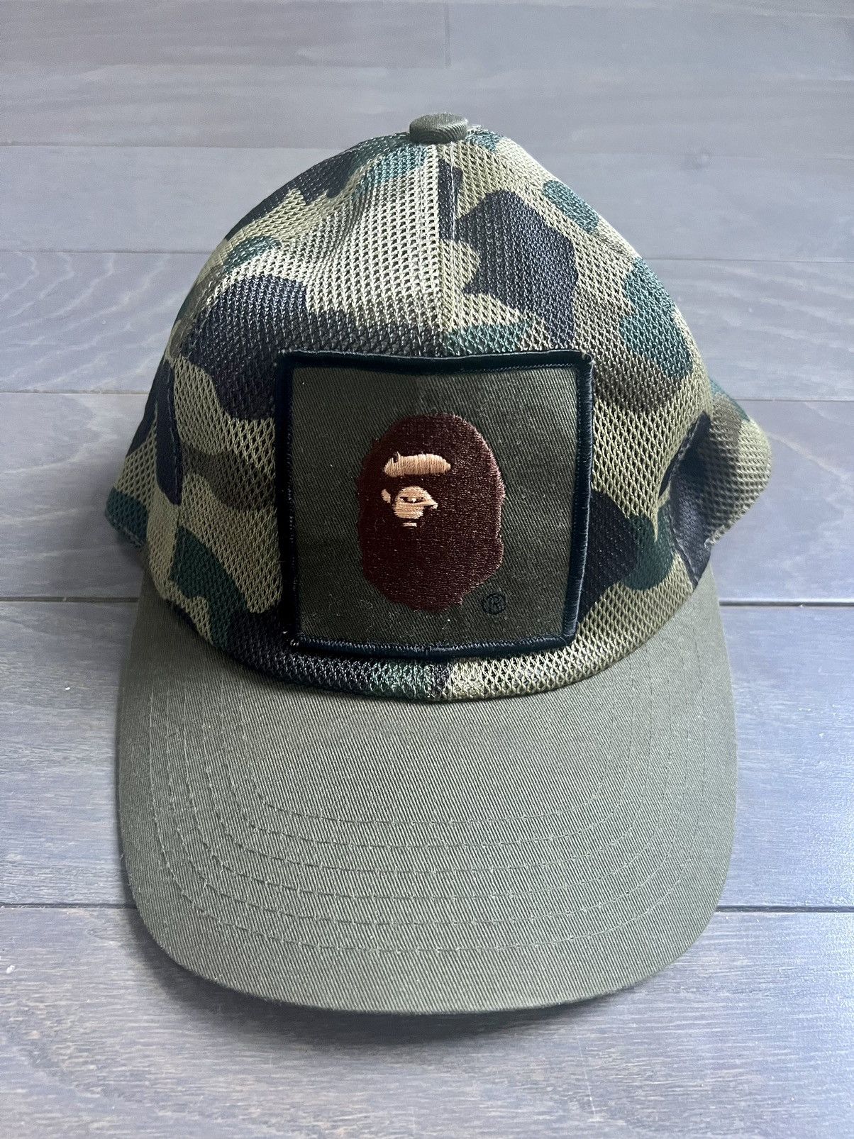 image of Bape 1St Camo Mesh Cap in Green, Men's