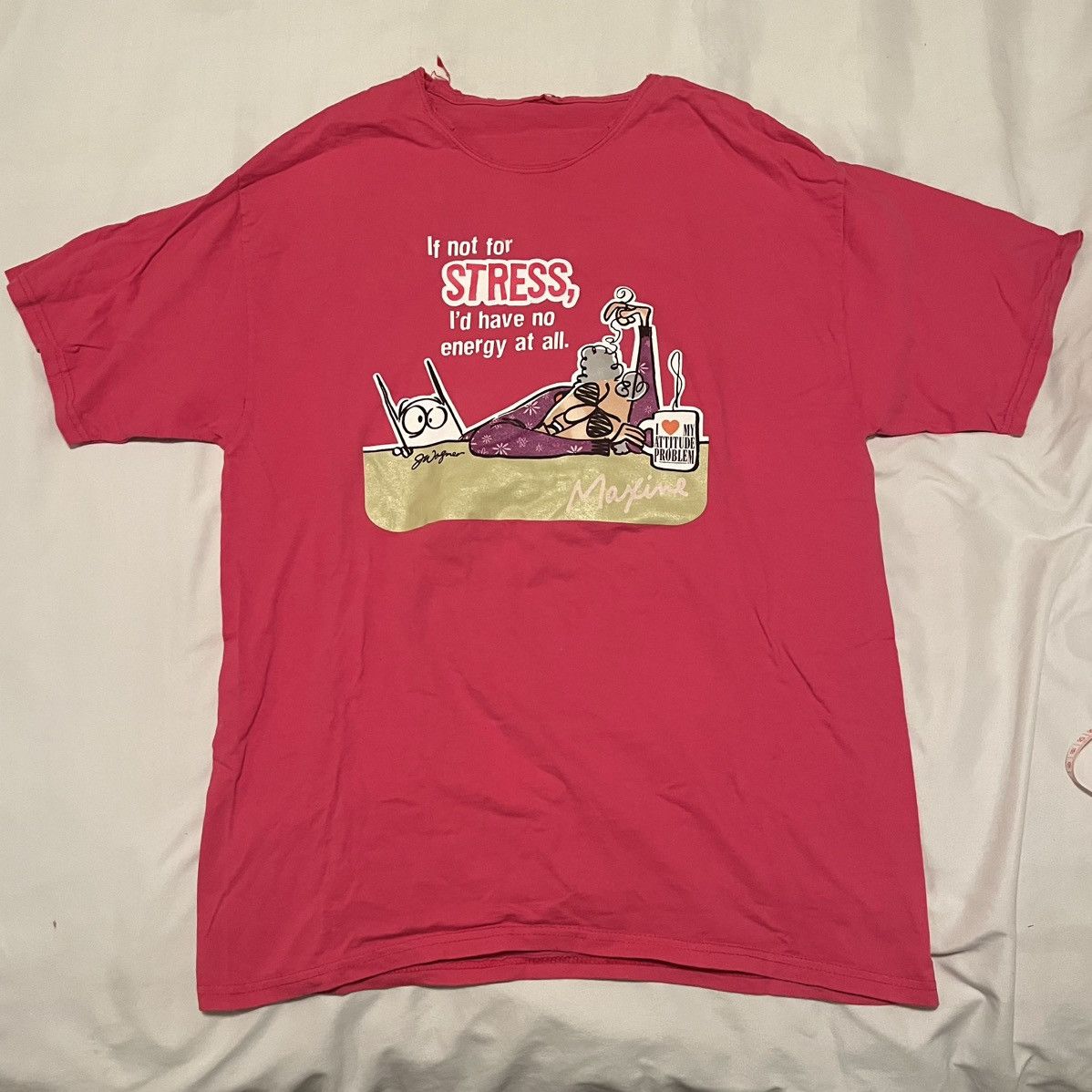 Other Vintage Pink “If not for stress” Graphic Tee Size US L / EU 52-54 / 3 - 1 Thumbnail