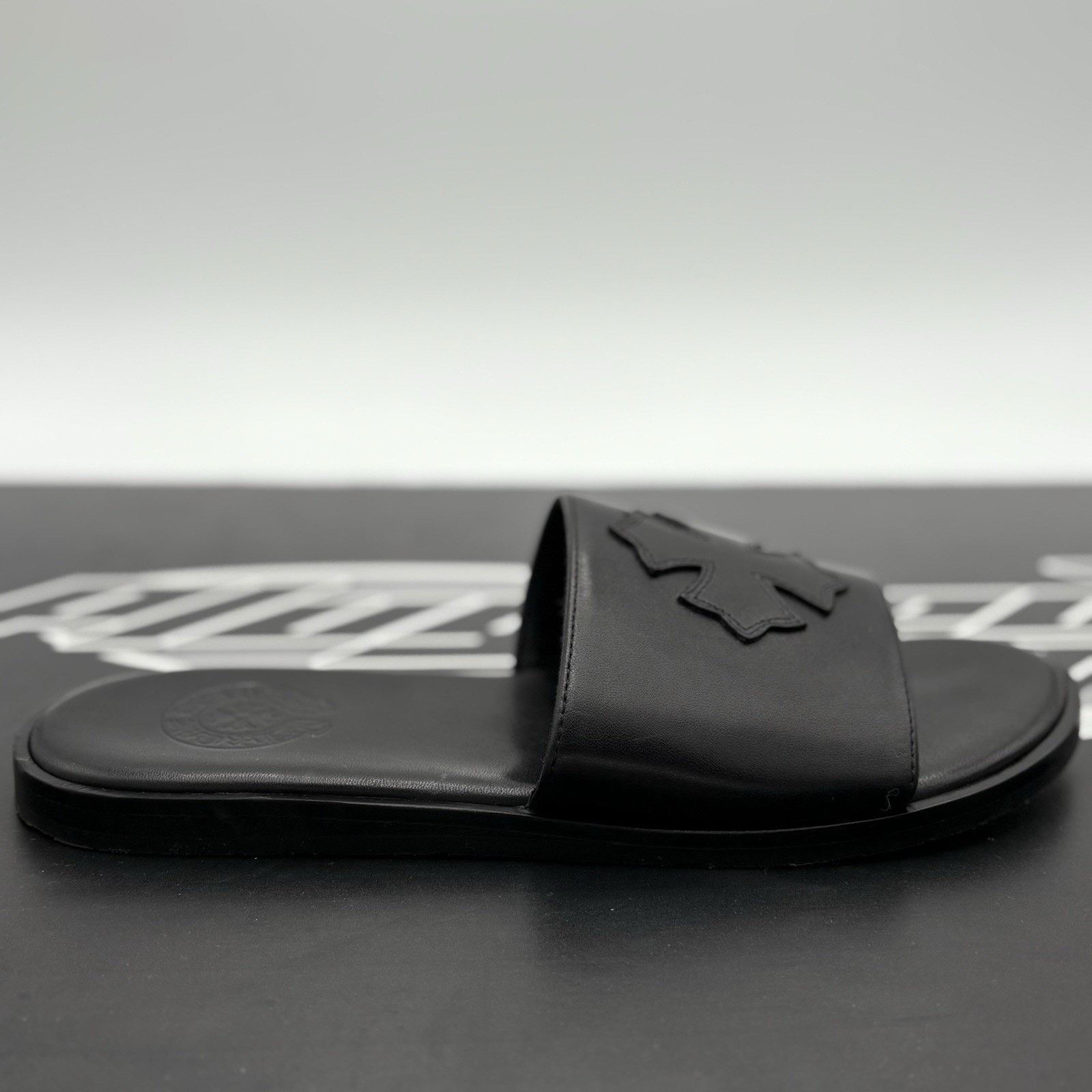 Chrome Hearts Chrome Hearts Leather Slides ' Black ' | SUPER CLEAN! Size US 8 / EU 41 - 2 Thumbnail