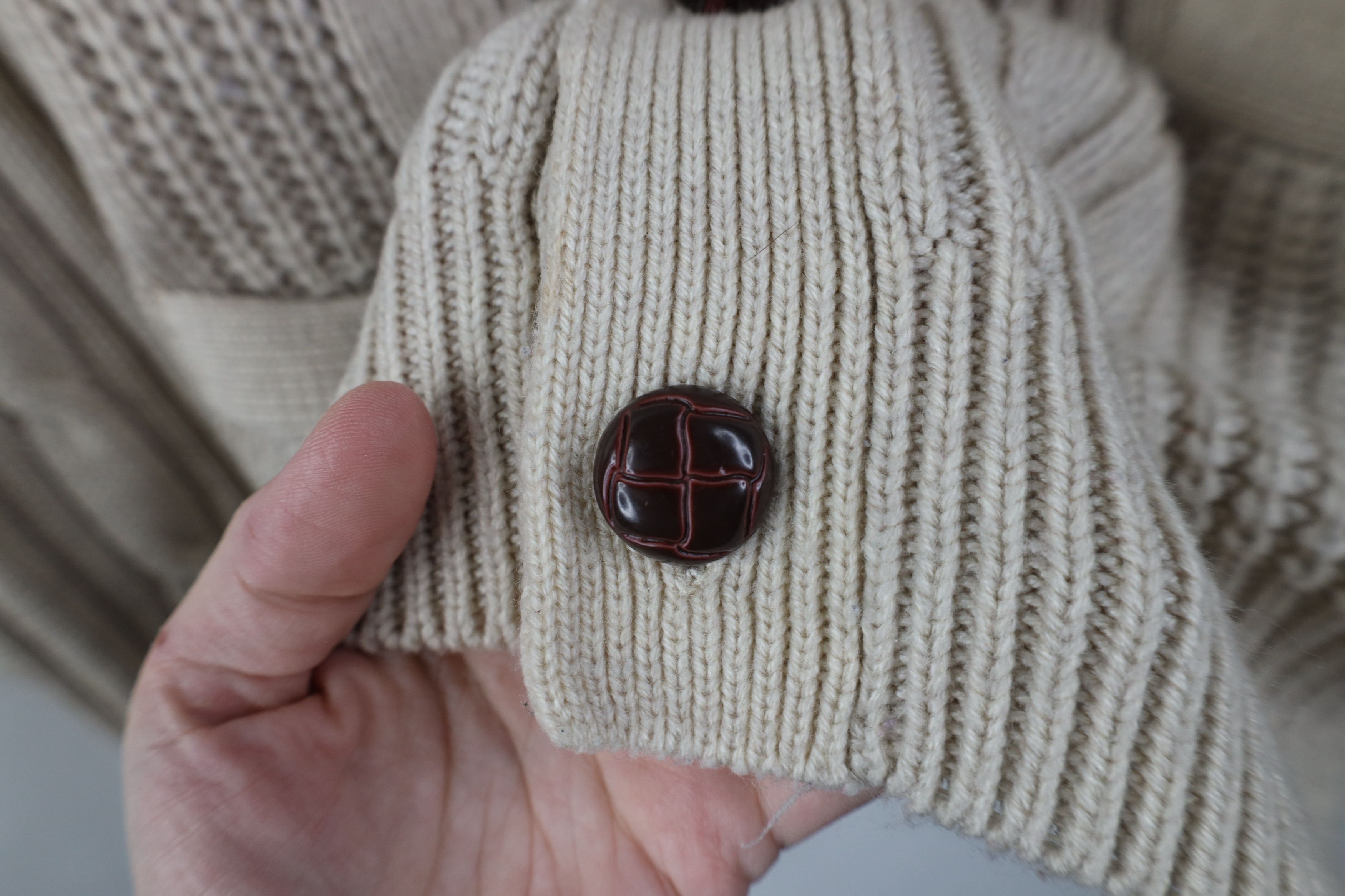 Vintage Vintage 90s Streetwear Cable Knit Fisherman Cardigan Sweater Size US L / EU 52-54 / 3 - 6 Thumbnail