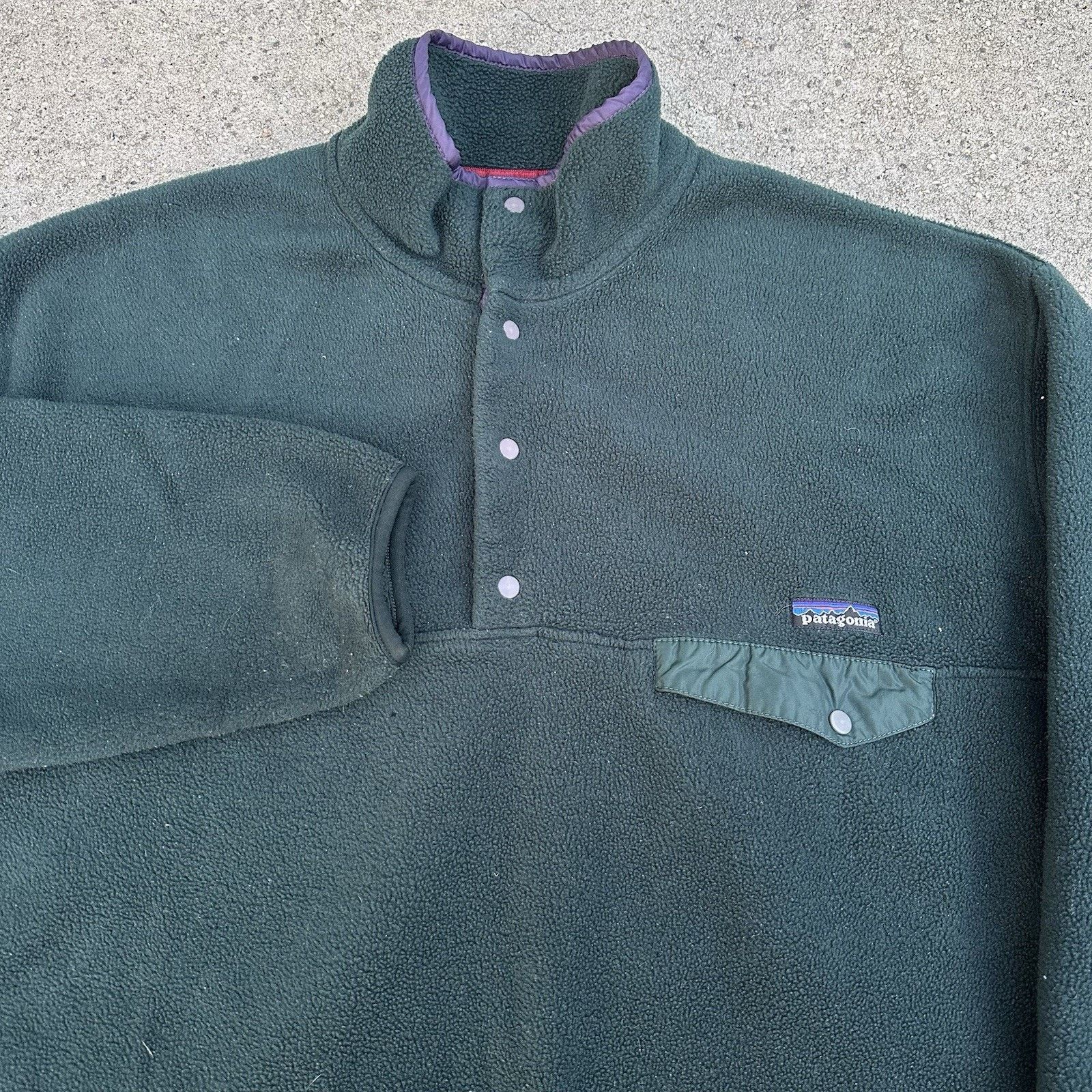 Patagonia × Vintage Vintage 90s Patagonia Synchilla Green Snap T Fleece Sweater Size US XL / EU 56 / 4 - 2 Thumbnail