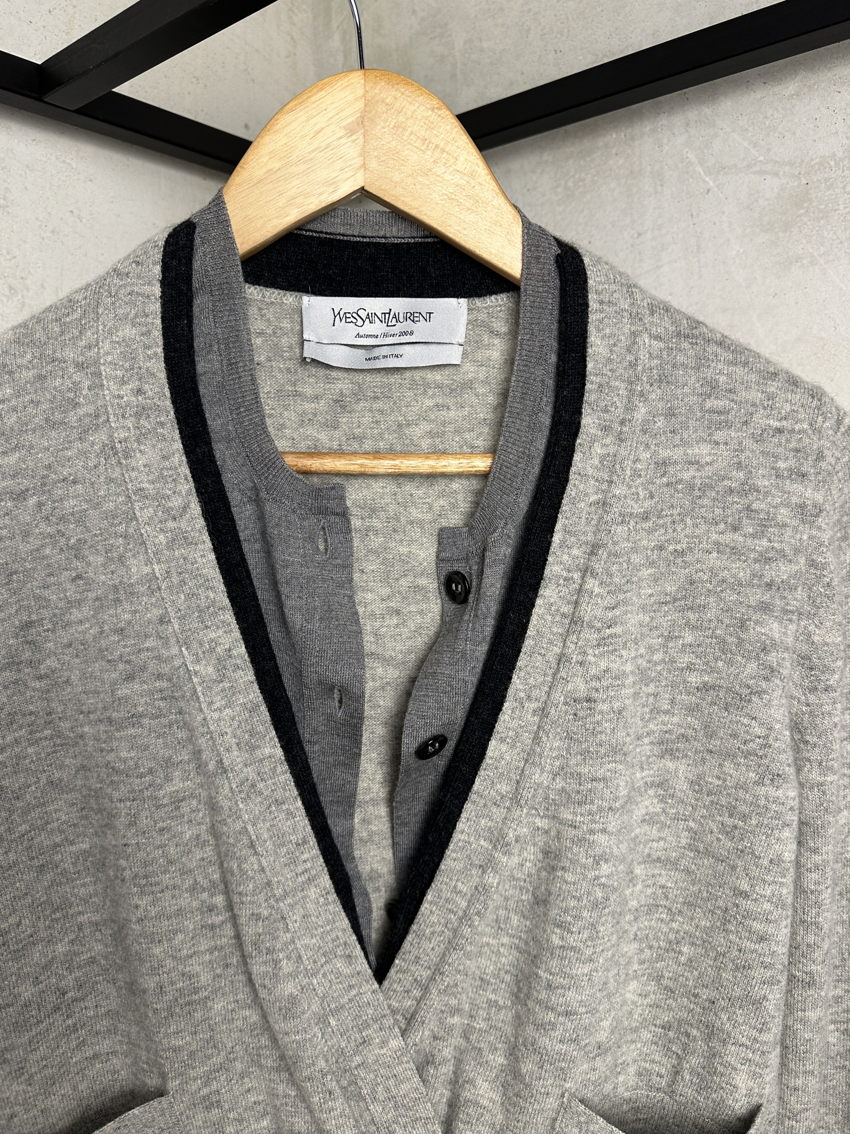 Saint Laurent Paris Yves Saint Laurent Archive FW08 Wool Layered Cardigan Size M / US 6-8 / IT 42-44 - 2 Thumbnail