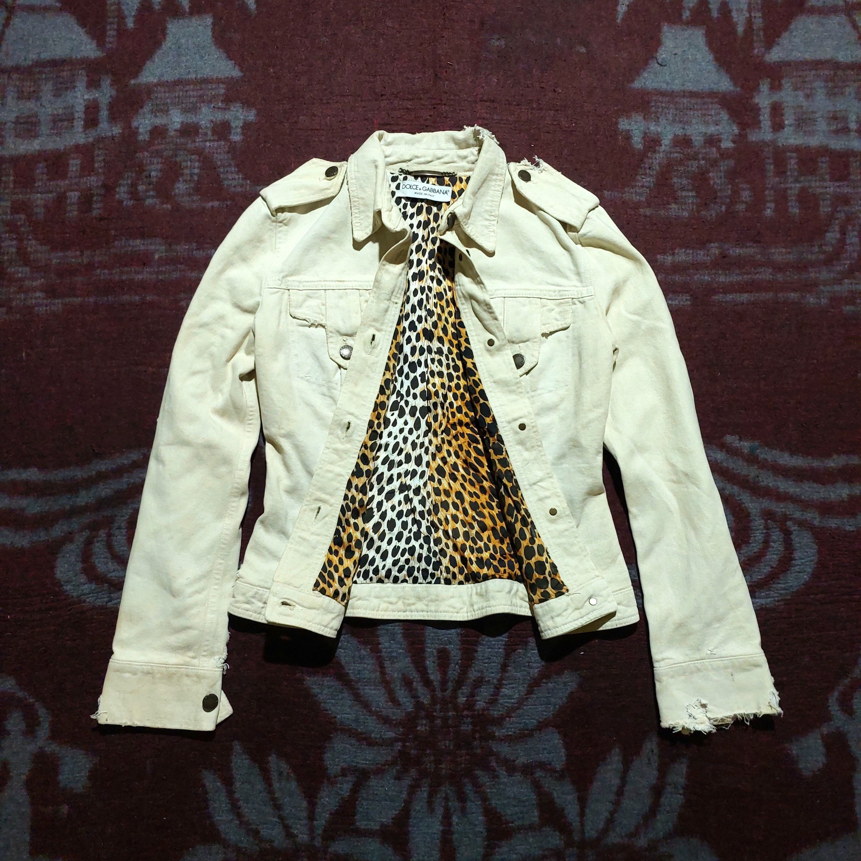 Dolce & Gabbana Dolce & Gabbana leopard distressed denim jacket Size S / US 4 / IT 40 - 1 Thumbnail