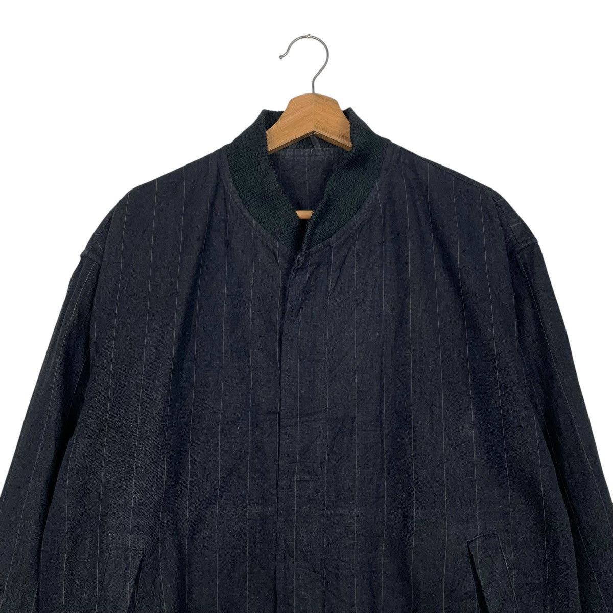 Comme des Garcons Homme Vintage 80s Comme Des Garcons Striped Linen Bomber Jacket Size US M / EU 48-50 / 2 - 2 Thumbnail