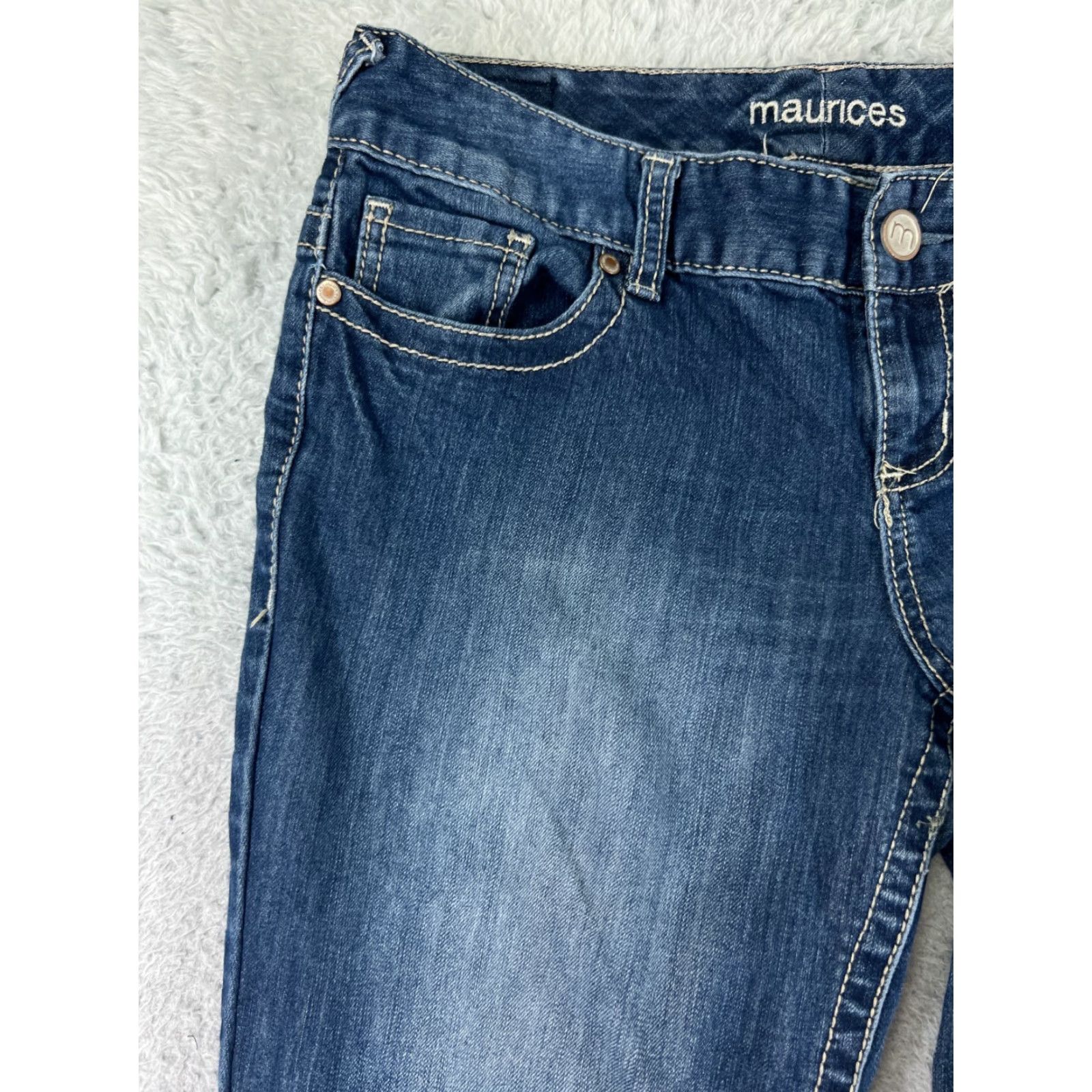 Vintage Maurices Jeans Womens 9 Blue Denim Bootcut Embroidered Cotton Blend Size 30" / US 8 / IT 44 - 7 Thumbnail