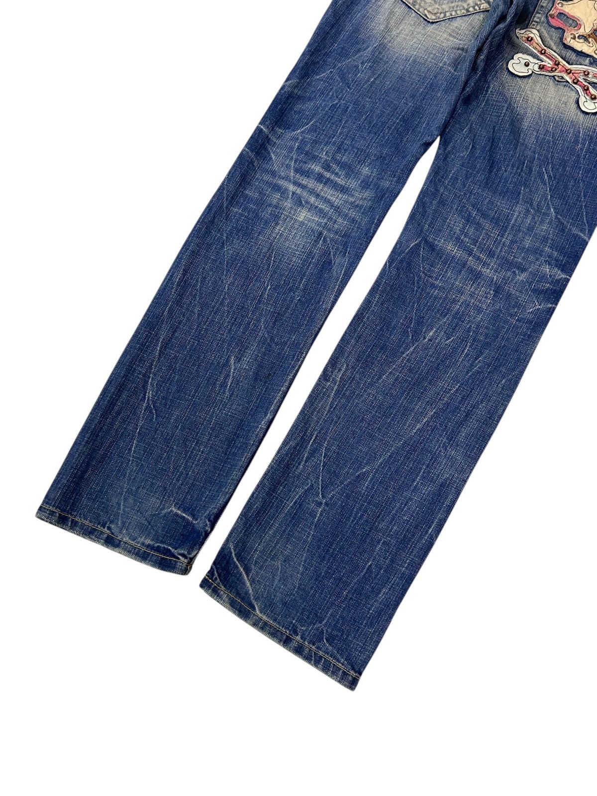 Japanese Brand × Vintage Flare Jeans Embroidered Skull Patch Distressed Denim Size US 32 / EU 48 - 8 Thumbnail