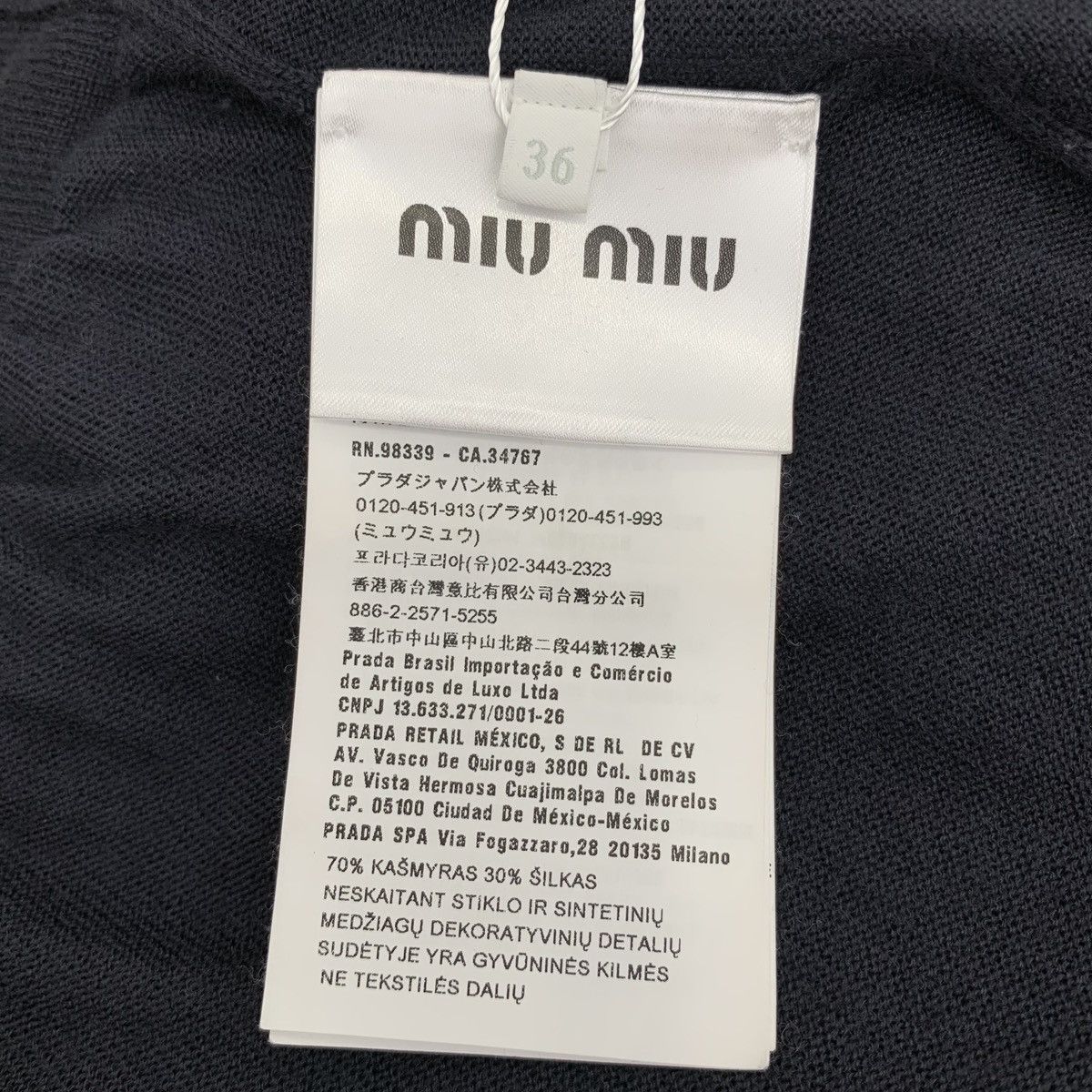 Miu Miu MiuMiu Black Pearl Bow Cashmere Long Sleeve Knit Top K26WX Size XS / US 0-2 / IT 36-38 - 6 Thumbnail