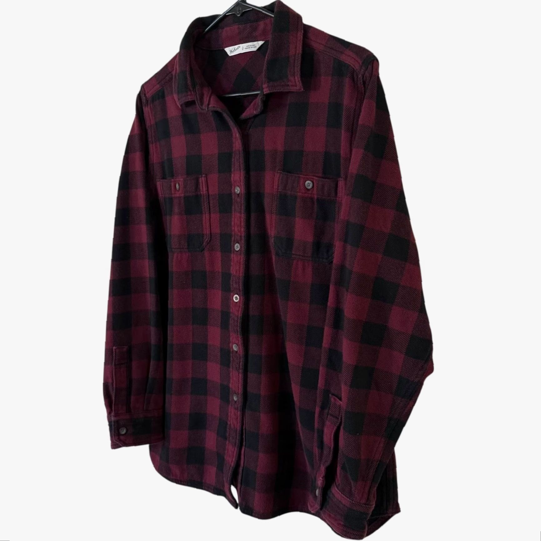 Vintage Woolrich Buffalo Check Flannel Shirt Red Women's Large Plaid Cotton Button-Up Size L / US 10 / IT 46 - 2 Thumbnail