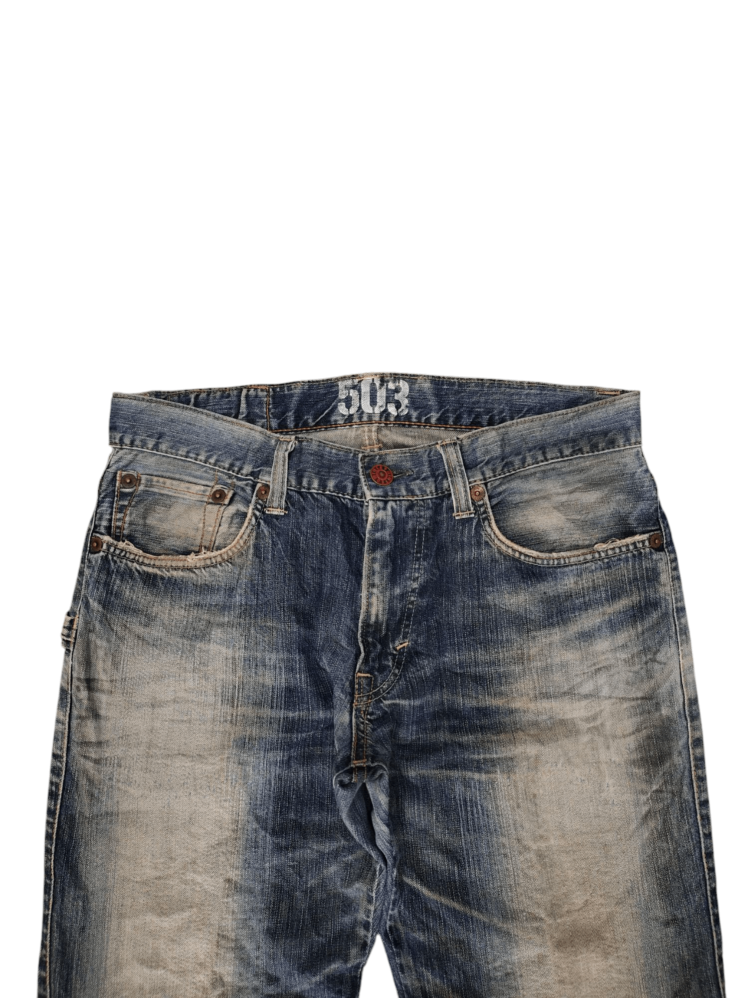 Number (N)ine × Undercover Vintage Edwin 503 Japan Clawmark Distress Faded Denim Jeans Size US 34 / EU 50 - 2 Thumbnail