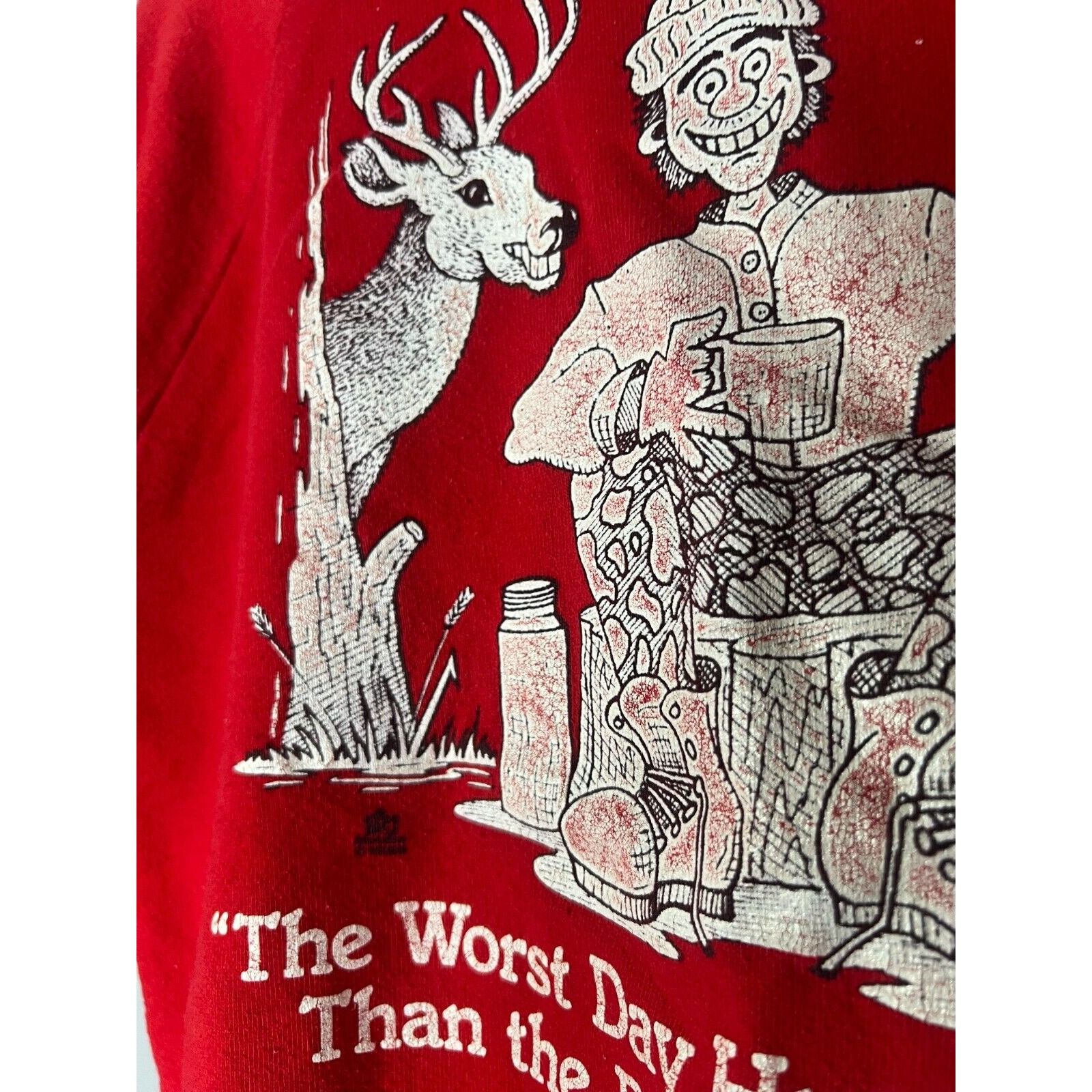 Jerzees Vintage 80's Jerzees Hunting Best Day Humor Tourist Red Swea Size US L / EU 52-54 / 3 - 3 Thumbnail