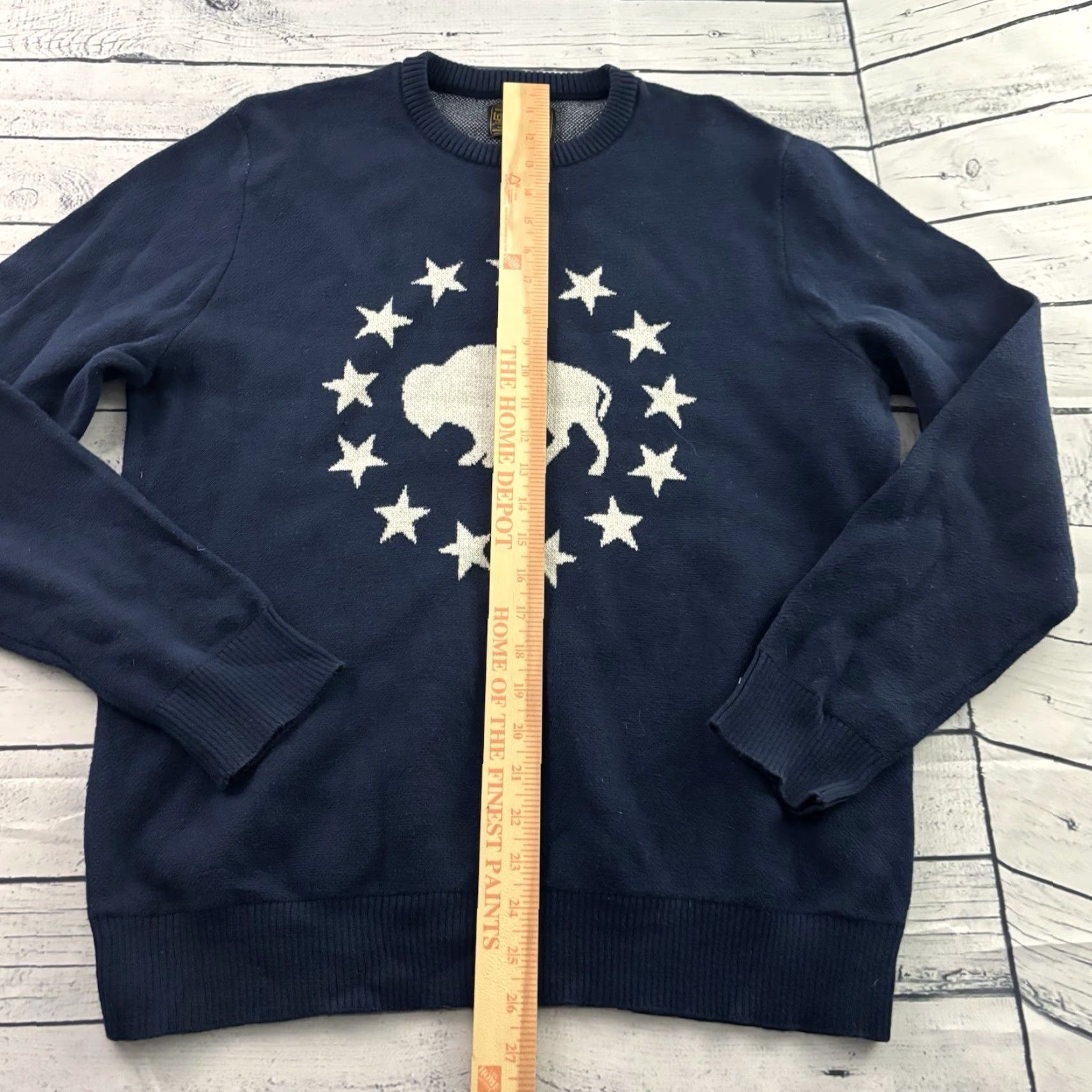 Lucky Brand VINTAGE Lucky Brand Buffalo Star Novelty Crew Pullover Sweatshirt Men's Large Blue Stars Size US L / EU 52-54 / 3 - 3 Thumbnail