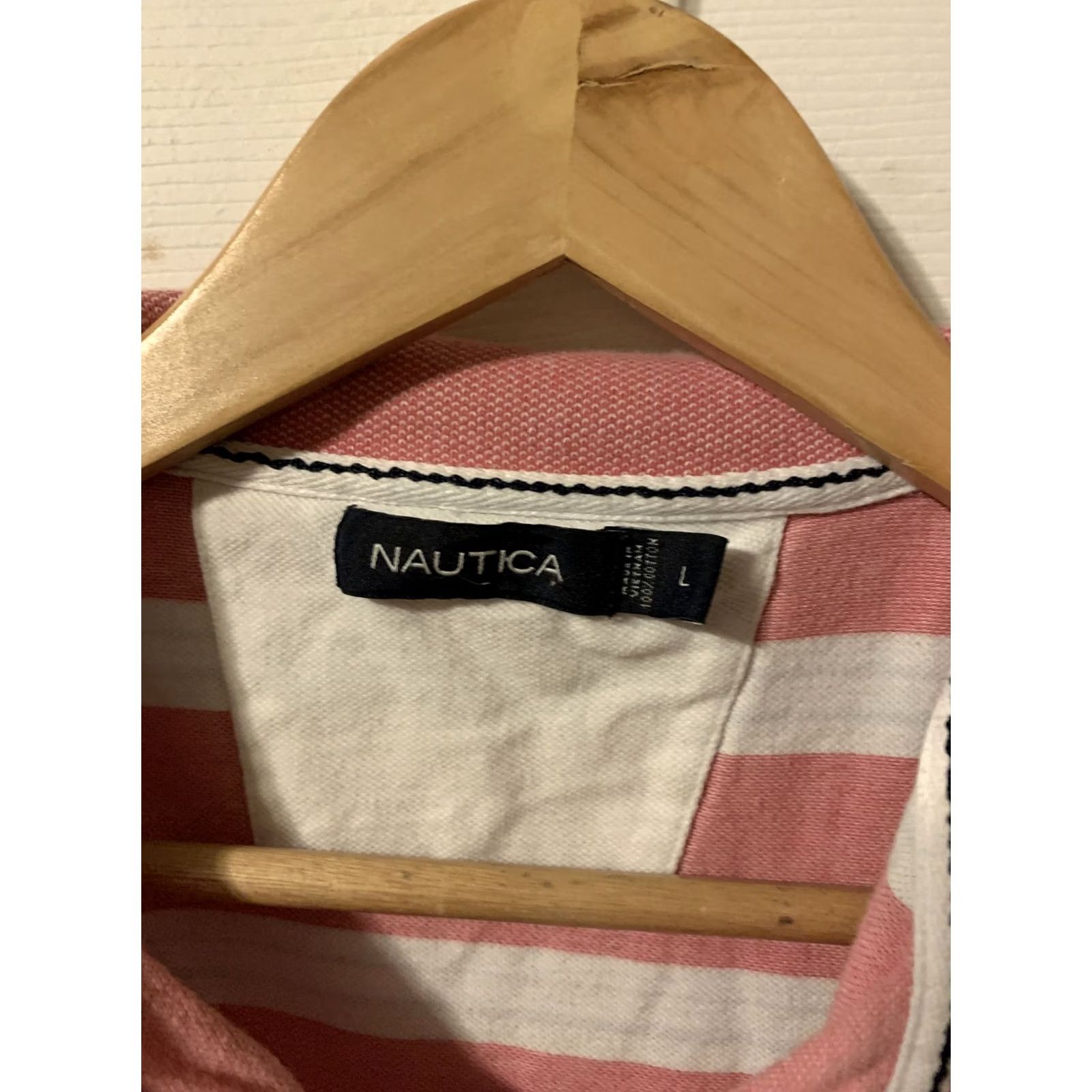Nautica Nautica Polo Shirt Men L Pink/White Short Sleeve 100% Cotton Classic Striped 90s #966 Size US L / EU 52-54 / 3 - 3 Thumbnail