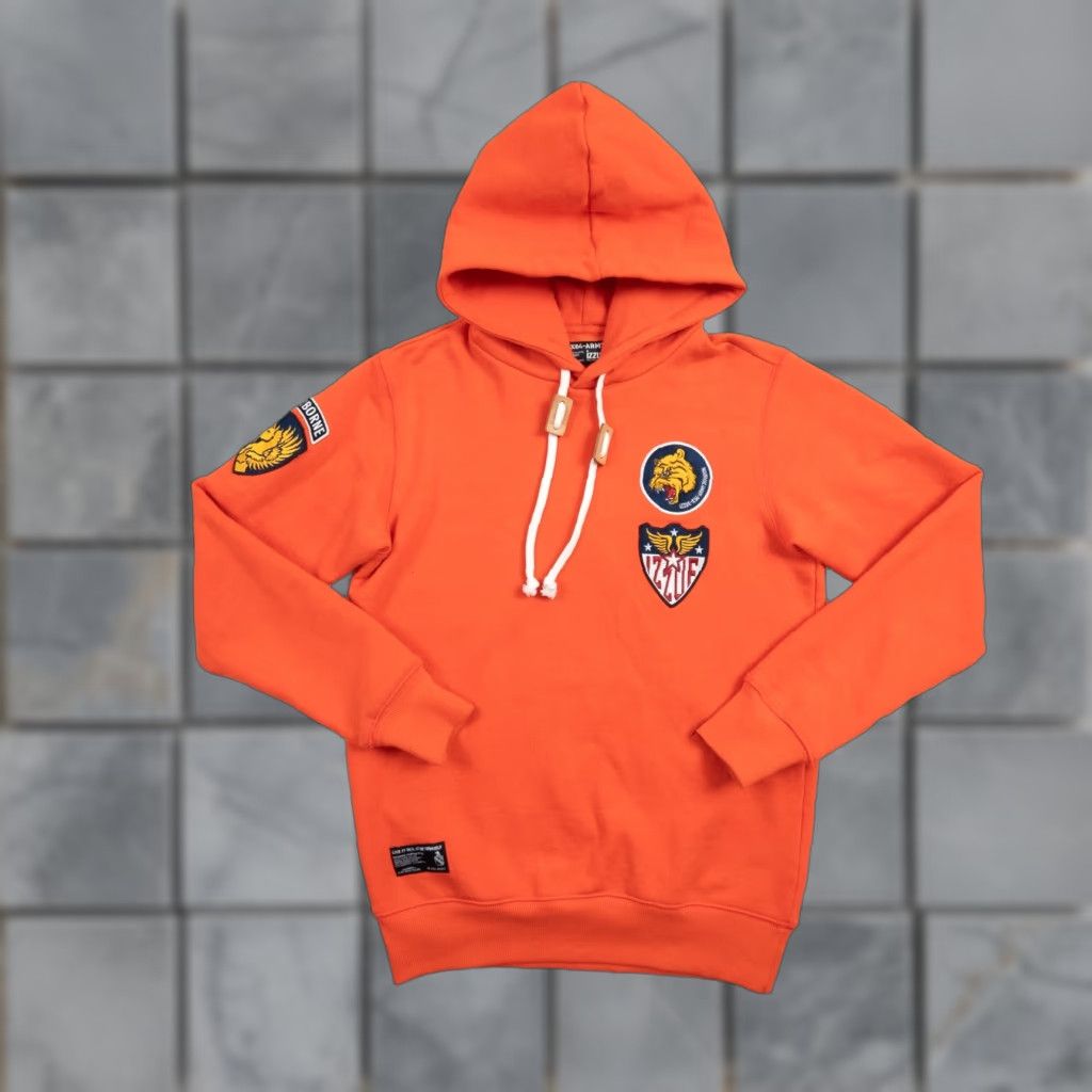 izzue Izzue Mens Hooded Sweatshirt Small Orange Pullover Sweatshirt IZ X04 ARMY Sweater Adult Size US S / EU 44-46 / 1 - 1 Thumbnail