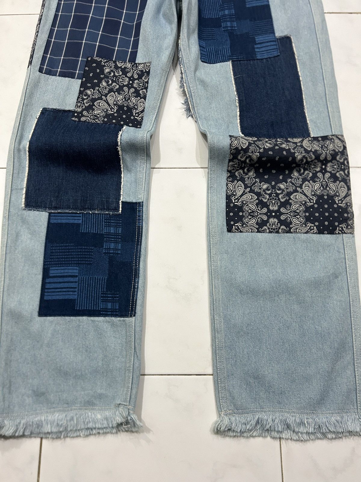 Japanese Brand Y2K Niko And Unstudied Patchwork Sashiko Bandana Jeans Size US 32 / EU 48 - 3 Thumbnail