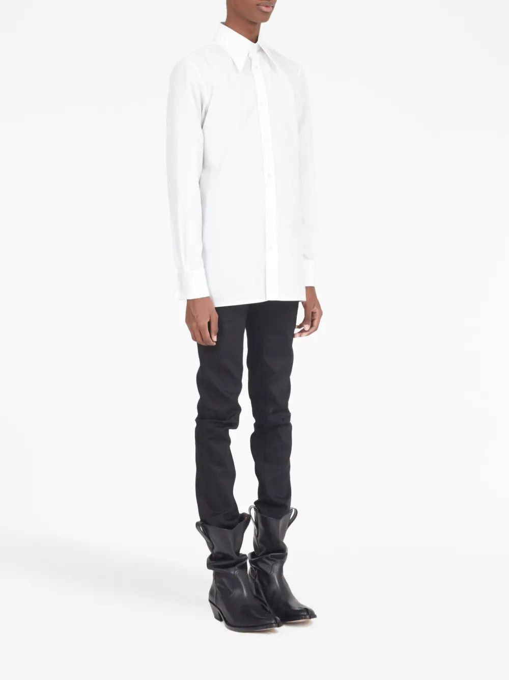 Maison Margiela oc11z0925 Pointed-collar Cotton Shirt in White Size US S / EU 44-46 / 1 - 3 Thumbnail