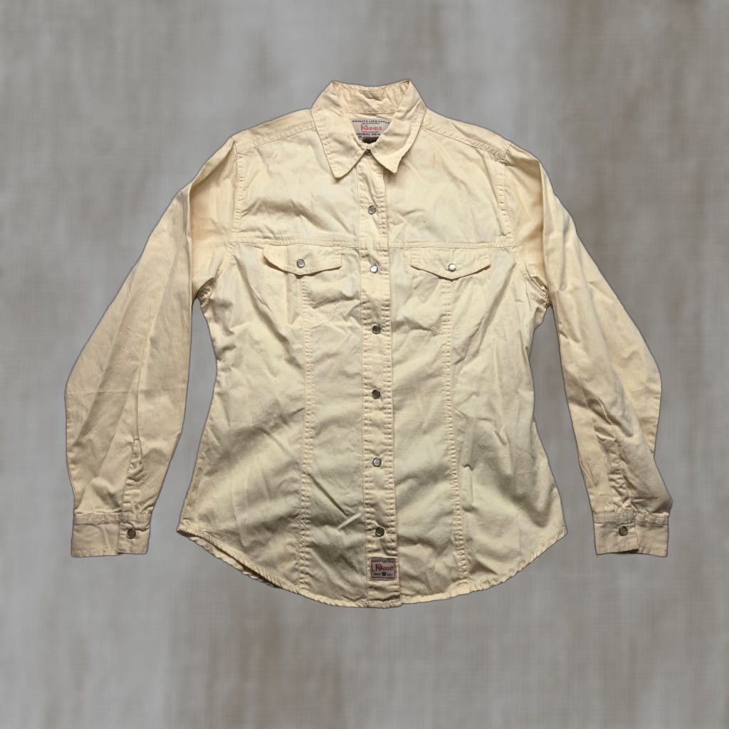 Vintage Kokomo Shirt Western Crochet Floral Glitter Cowgirl Button-Up Denim Cotton M Medium Yellow Womens VINTAGE Size M / US 6-8 / IT 42-44 - 1 Thumbnail