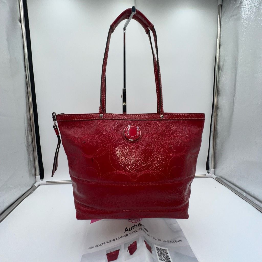 Coach Coach Vintage Red Patent Leather Signature Shoulder Bag (see photos and description) Size ONE SIZE - 2 Thumbnail