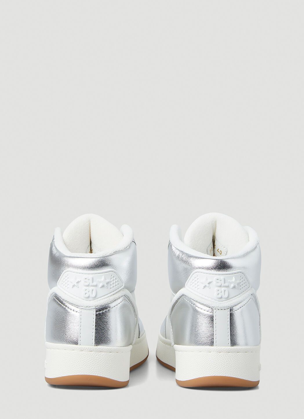 Saint Laurent Paris o1b1hav110824 SL/80 Hi-Top Sneakers in White/Silver Size US 10 / IT 40 - 4 Thumbnail