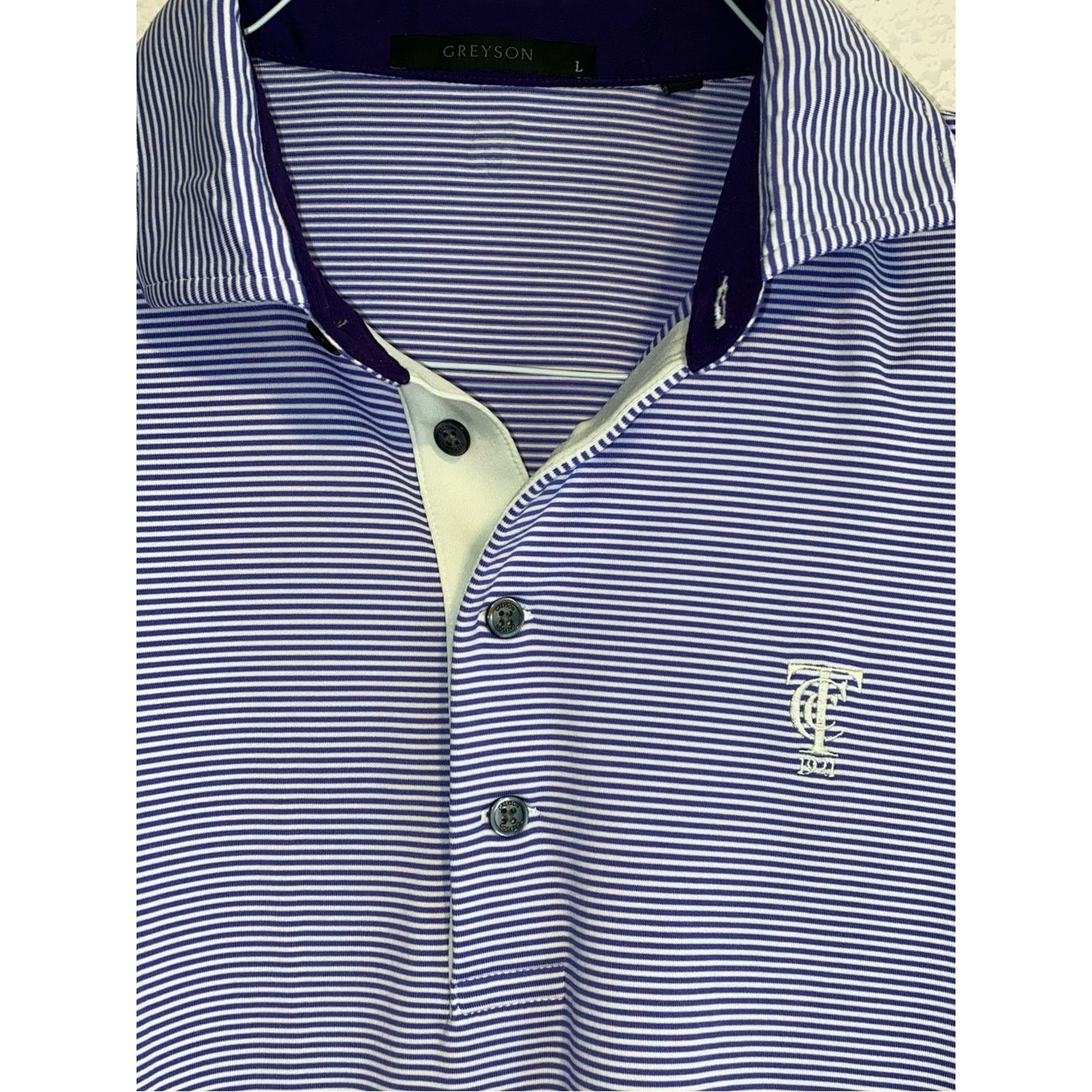 Grenson GREYSON $110 Tavistock Quogue Striped Purple Polo L Size US L / EU 52-54 / 3 - 4 Thumbnail