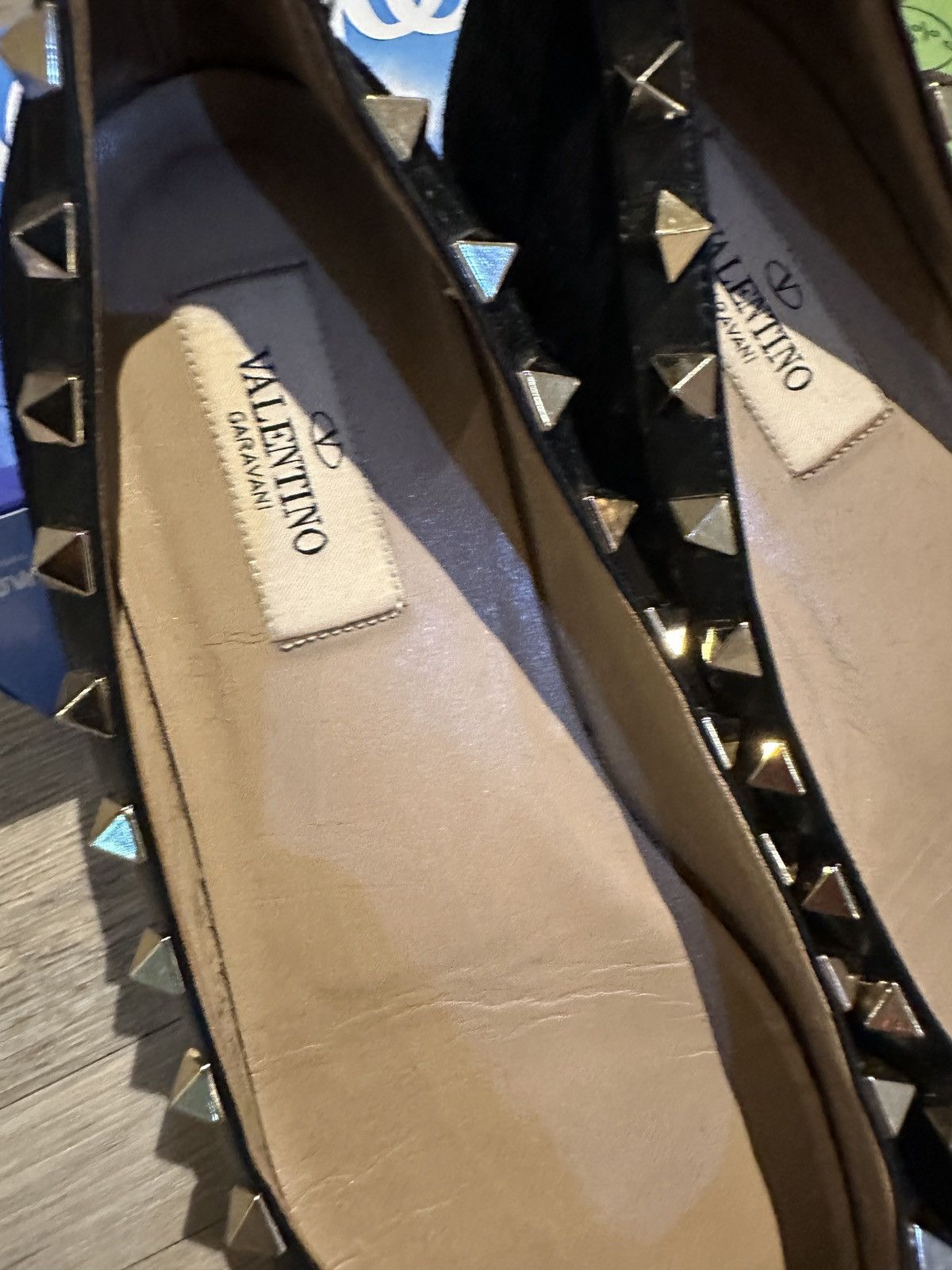 Valentino Ballerines Valentino Garavani Rockstud en Daim Noir Size US 5.5 / IT 35.5 - 4 Thumbnail