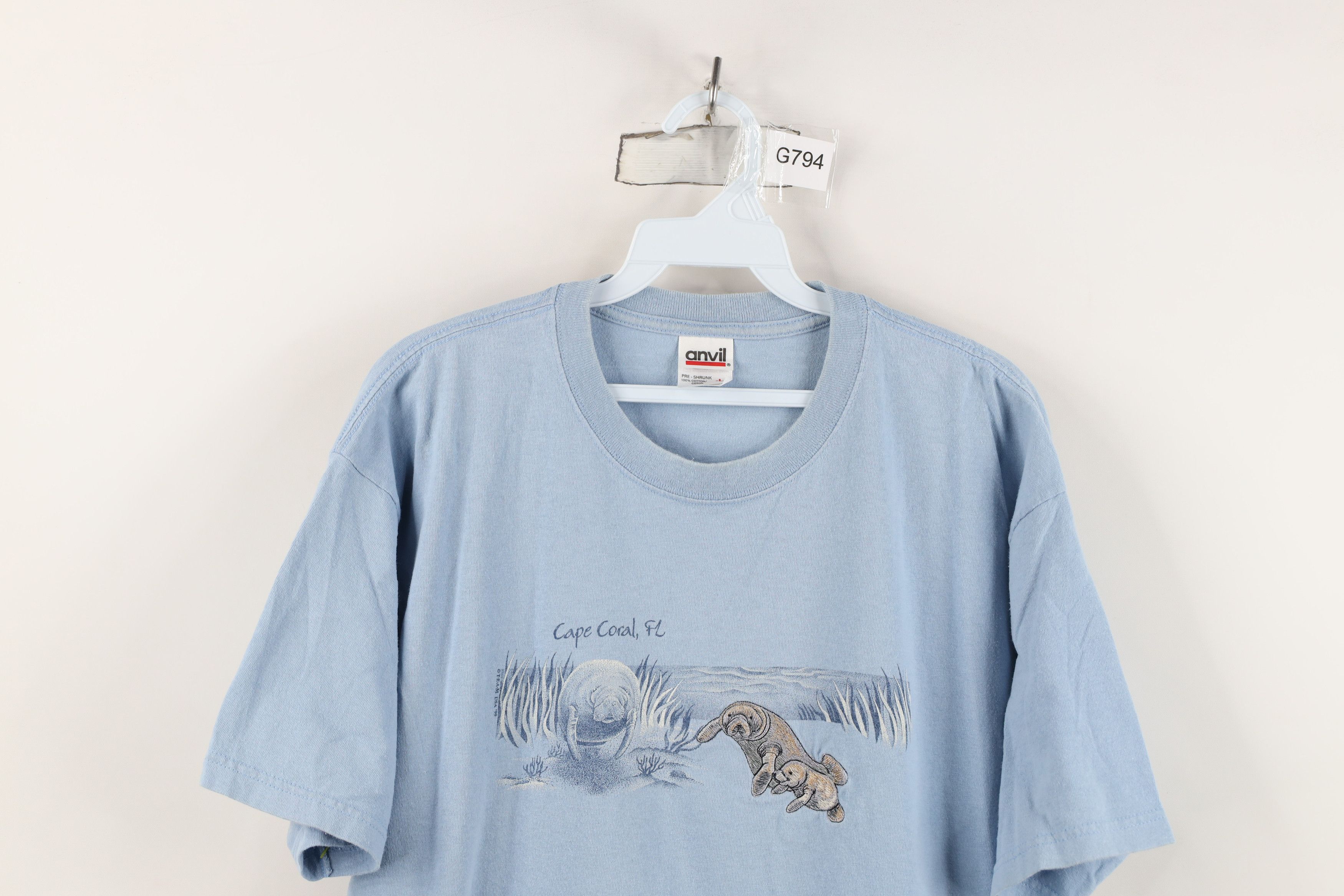 Vintage Vintage 90s Cape Coral Manatee Short Sleeve T-Shirt Blue Size US L / EU 52-54 / 3 - 2 Thumbnail