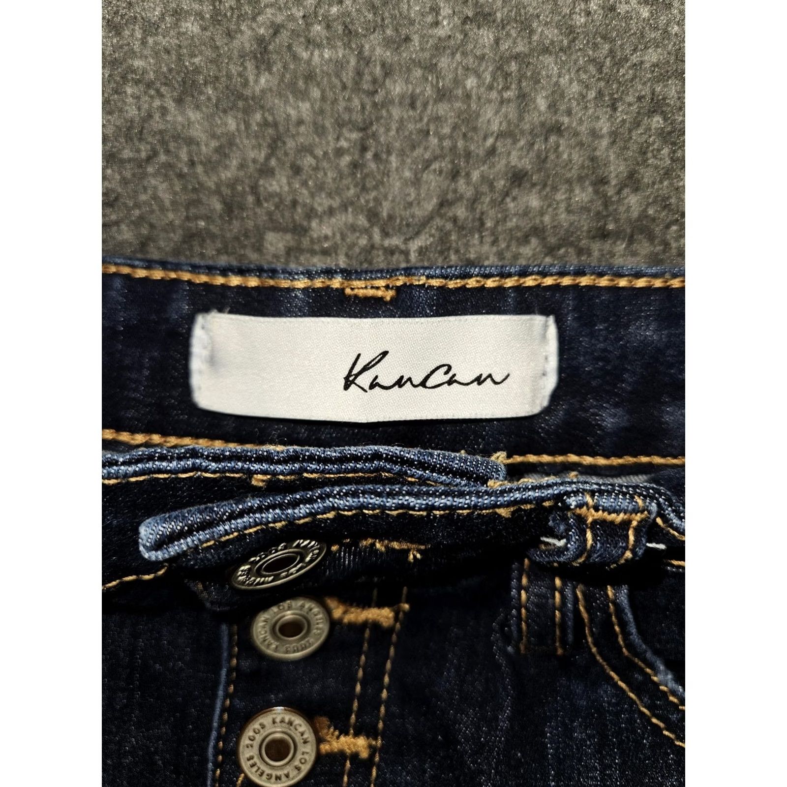 Vintage KanCan Jeans Womens 7/27 Blue High Rise Skinny Distressed Button Fly Raw Hem Size 28" / US 6 / IT 42 - 2 Thumbnail