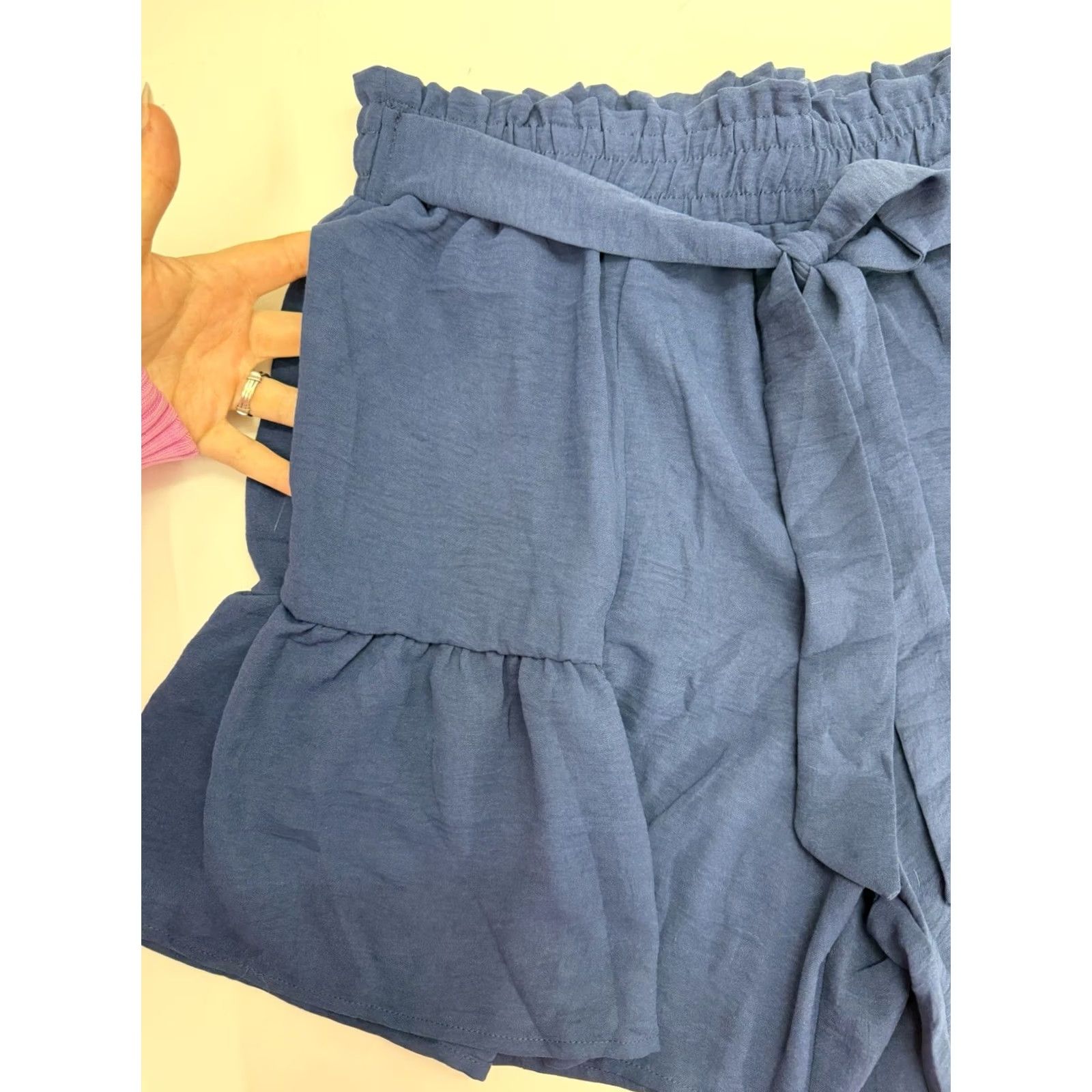 Vintage Hey Moments Womens Shorts XL Blue Ruffled Shorts NWT You Style Paperbag Summer Casual Size 40" / US 18 - 2 Thumbnail