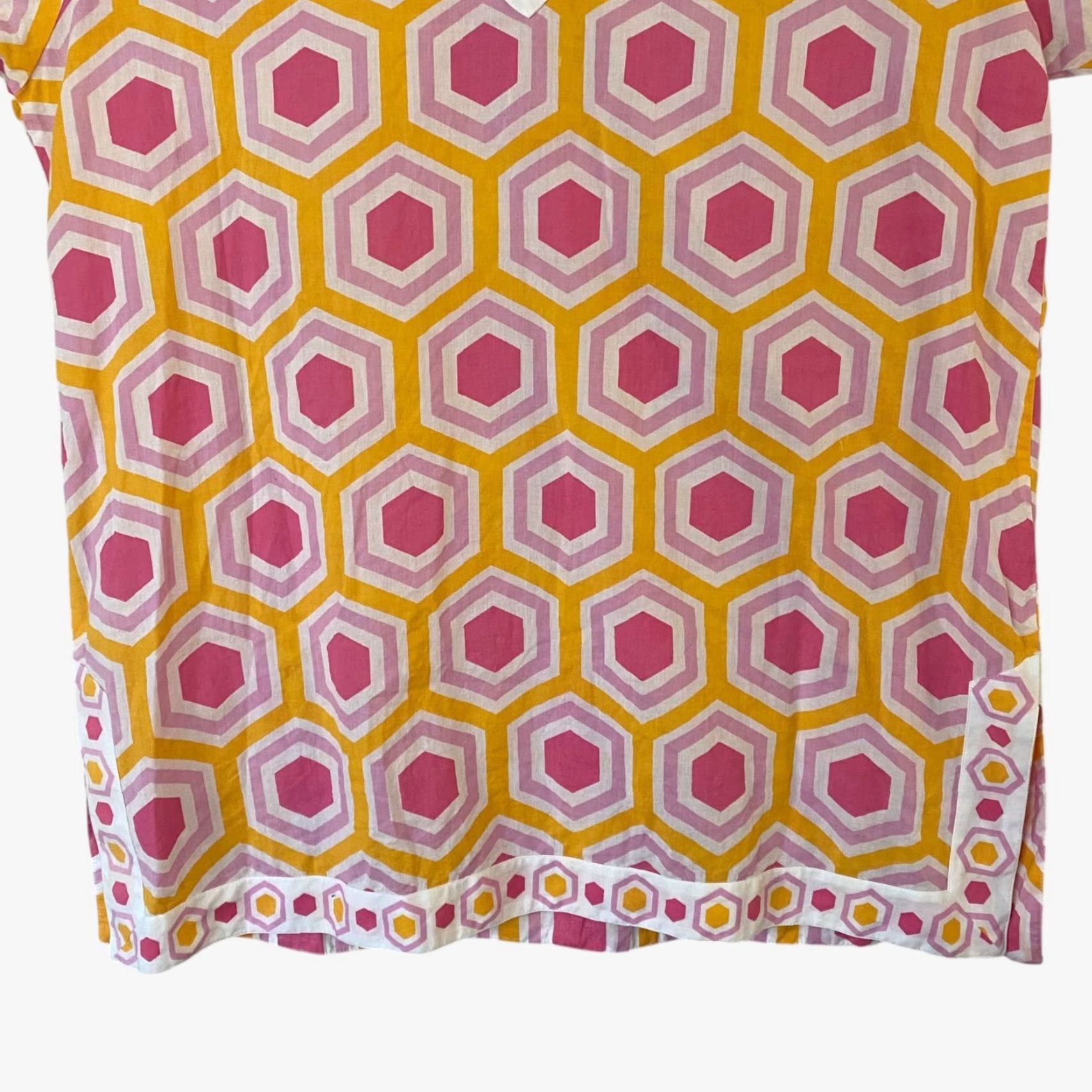 Vintage Ecoaccents Geometric V-Neck Tunic 3/4 Sleeve Printed Top Women's XL Orange Pink Blouse Size XL / US 12-14 / IT 48-50 - 6 Thumbnail