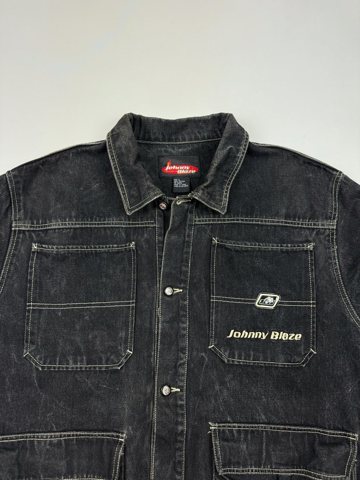 Vintage 1990’s Vintage Johnny Blaze Hip-Hop Washed Denim Jacket Size US XL / EU 56 / 4 - 5 Thumbnail