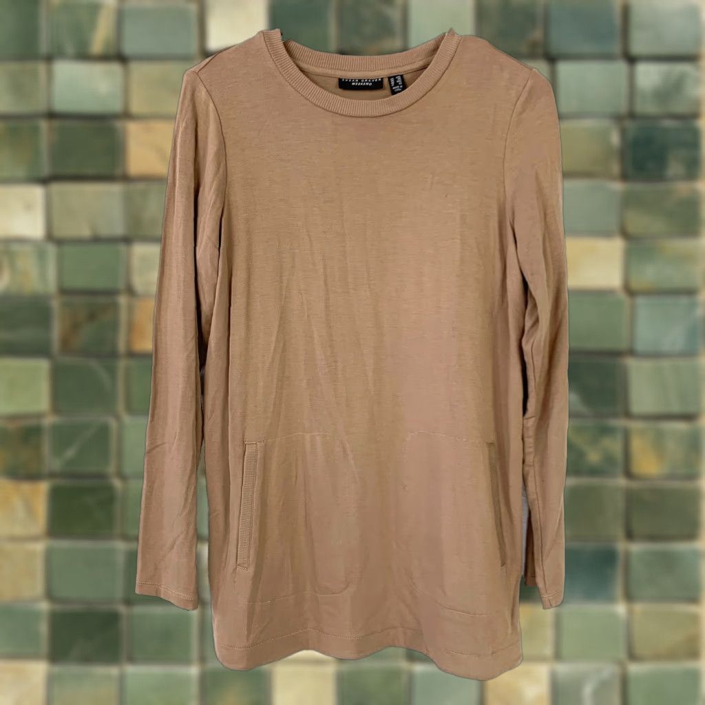 Vintage Susan Graver Weekend Brown Long Sleeve Shirt Tunic 2XS XXS Regular Cotton Blend Crew Neck Casual Travel Womens Vintage: No Size XXS / US 00 / IT 34 - 1 Thumbnail