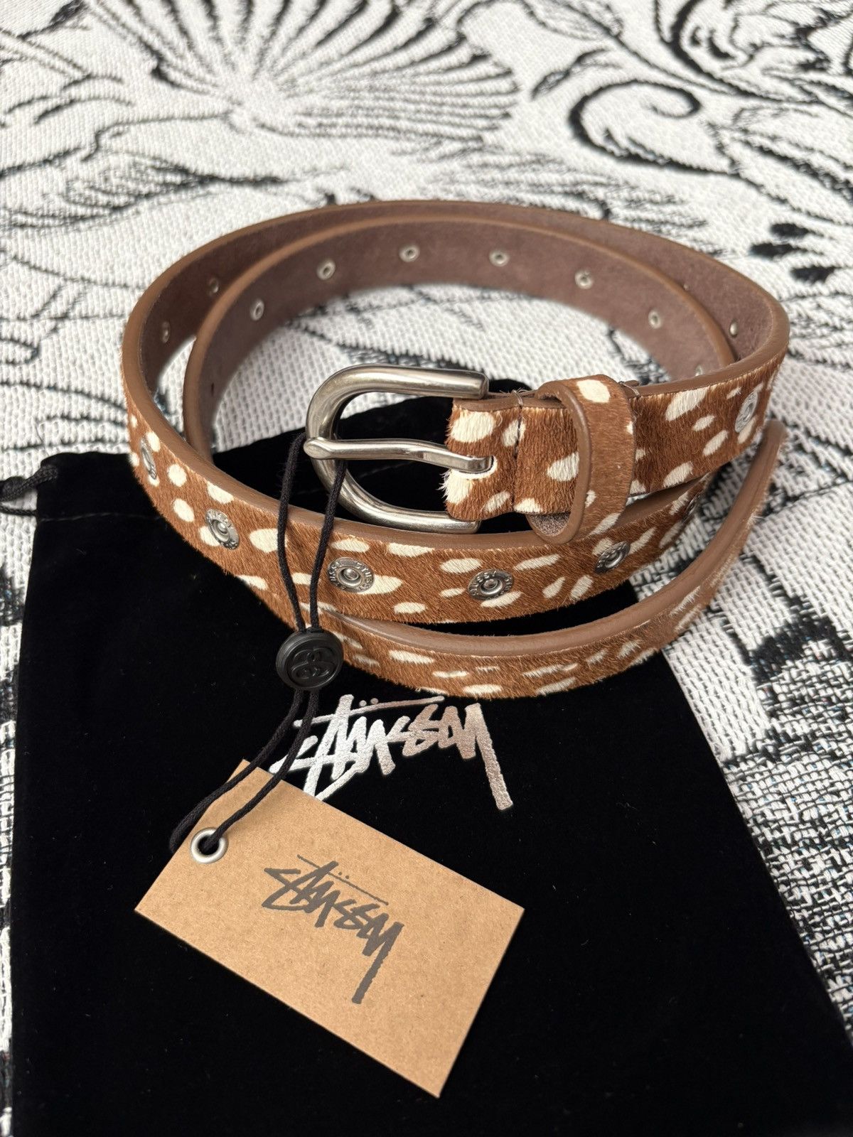 Stussy Stussy SS Link Studded Belt Hairy Cheetah Print | Grailed