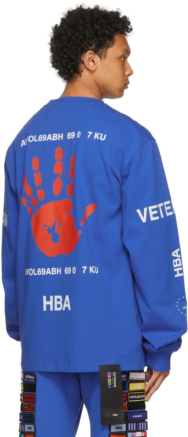 Hood by Air Blue Veteran Fingers Long Sleeve T-Shirt