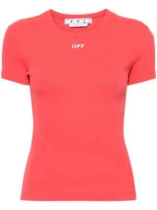 Off-White o1mle0425 Stamp T-Shirt in Red Size M / US 6-8 / IT 42-44 - 1 Thumbnail
