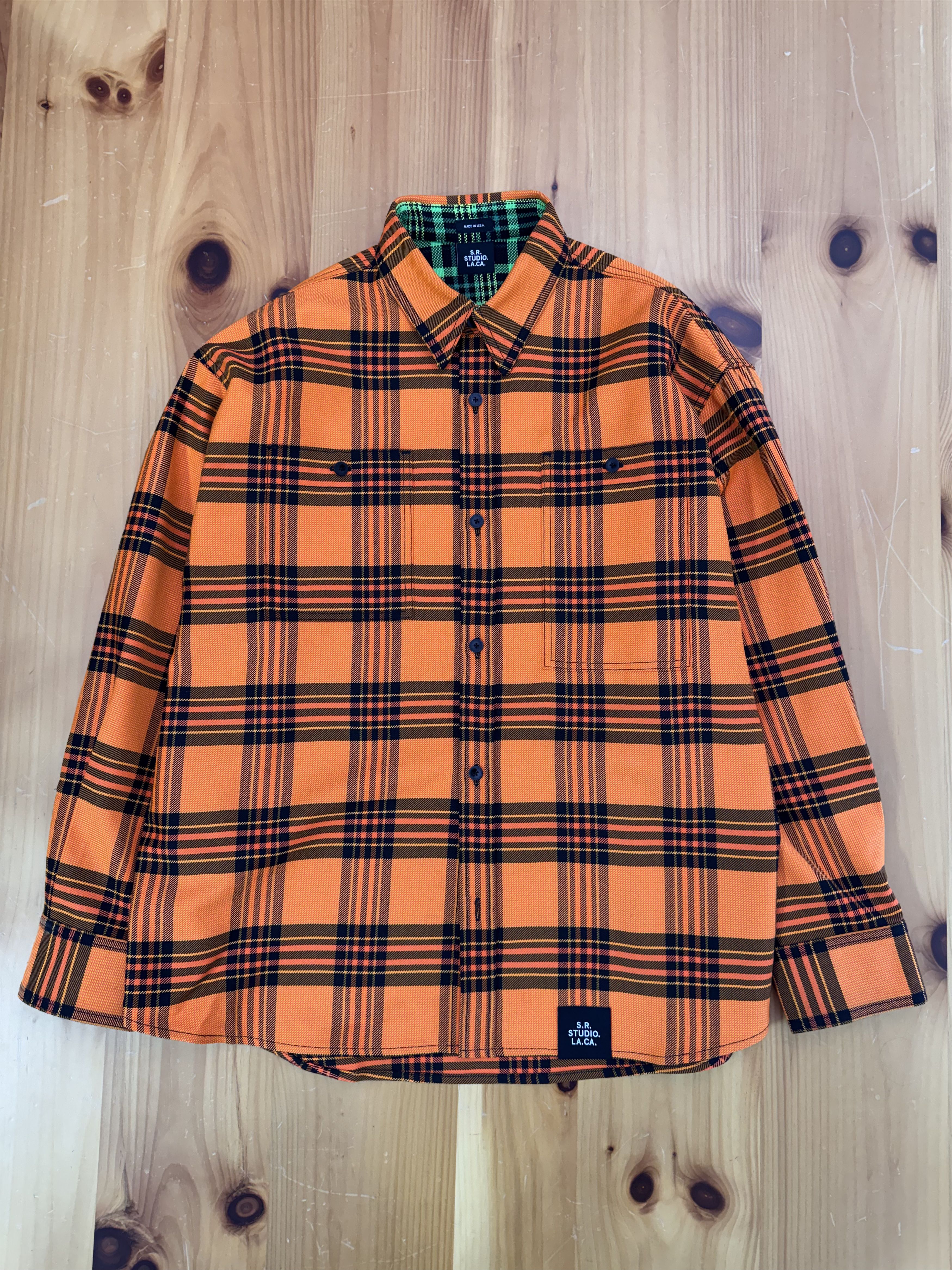 Sterling Ruby Orange Plaid Shirt Size US XL / EU 56 / 4 - 1 Thumbnail