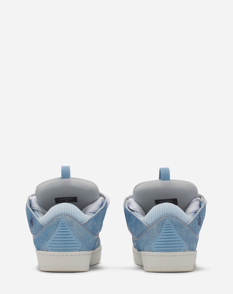 Lanvin os11x0526 Curb Denim-Effect Leather Sneakers in Blue Size US 11 / IT 41 - 4 Thumbnail