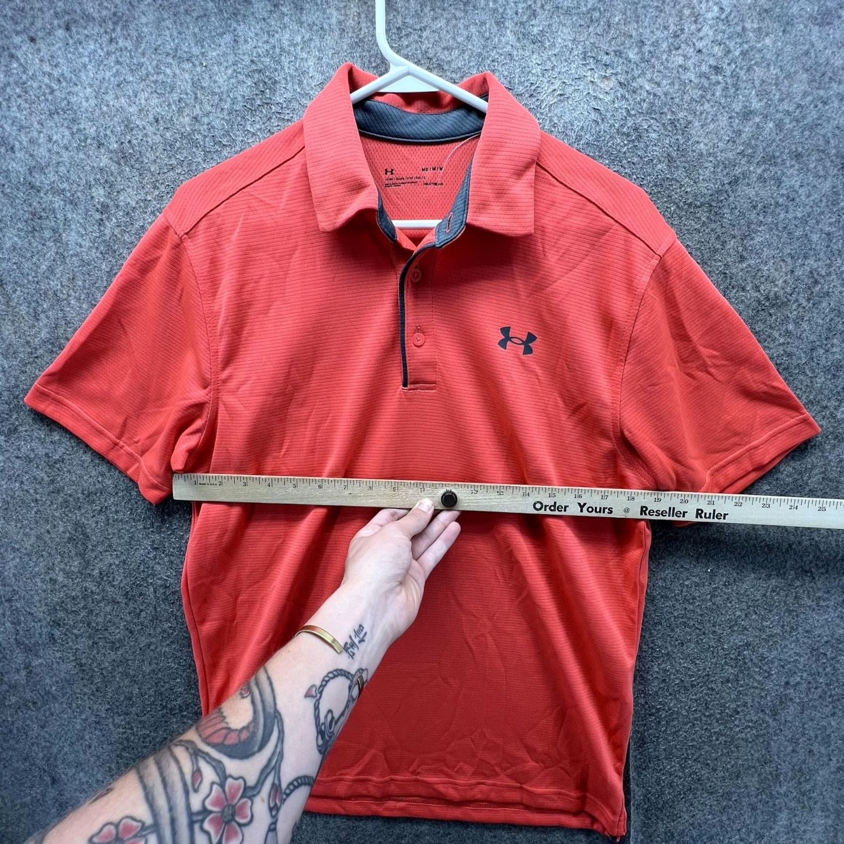 Under Armour Under Armour HeatGear Polo Shirt Mens Medium Orange Solid Golf Performance Size US M / EU 48-50 / 2 - 4 Thumbnail