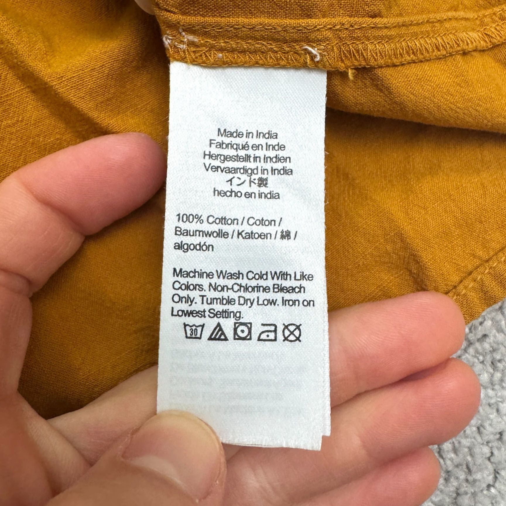 Madewell MADewell Pleated Peplum Top Blouse Women S Mustard Yellow 100% Cotton Bohemian Classic Short Sleeve Casual Stretch Size S / US 4 / IT 40 - 6 Thumbnail