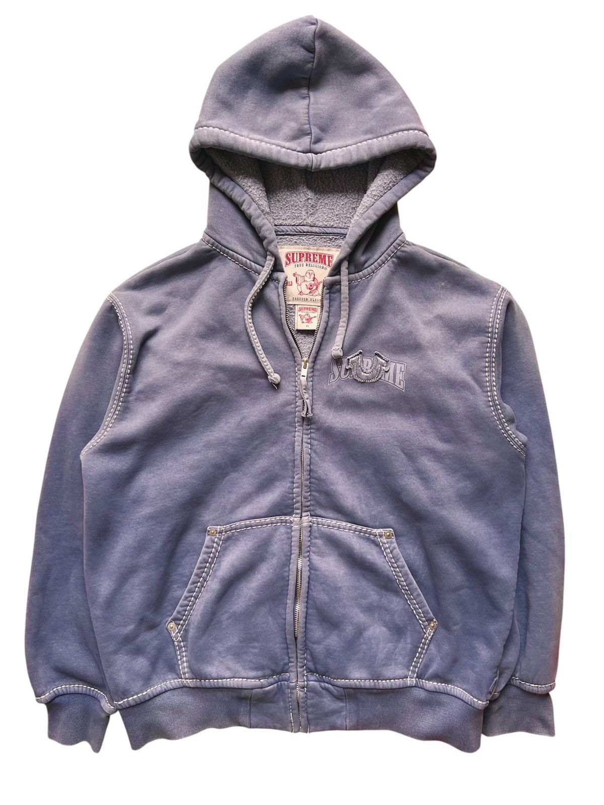 Supreme × True Religion Supreme x True Religion Zip-Up Hoodie blue Indigo rhinestone Size US M / EU 48-50 / 2 - 1 Thumbnail