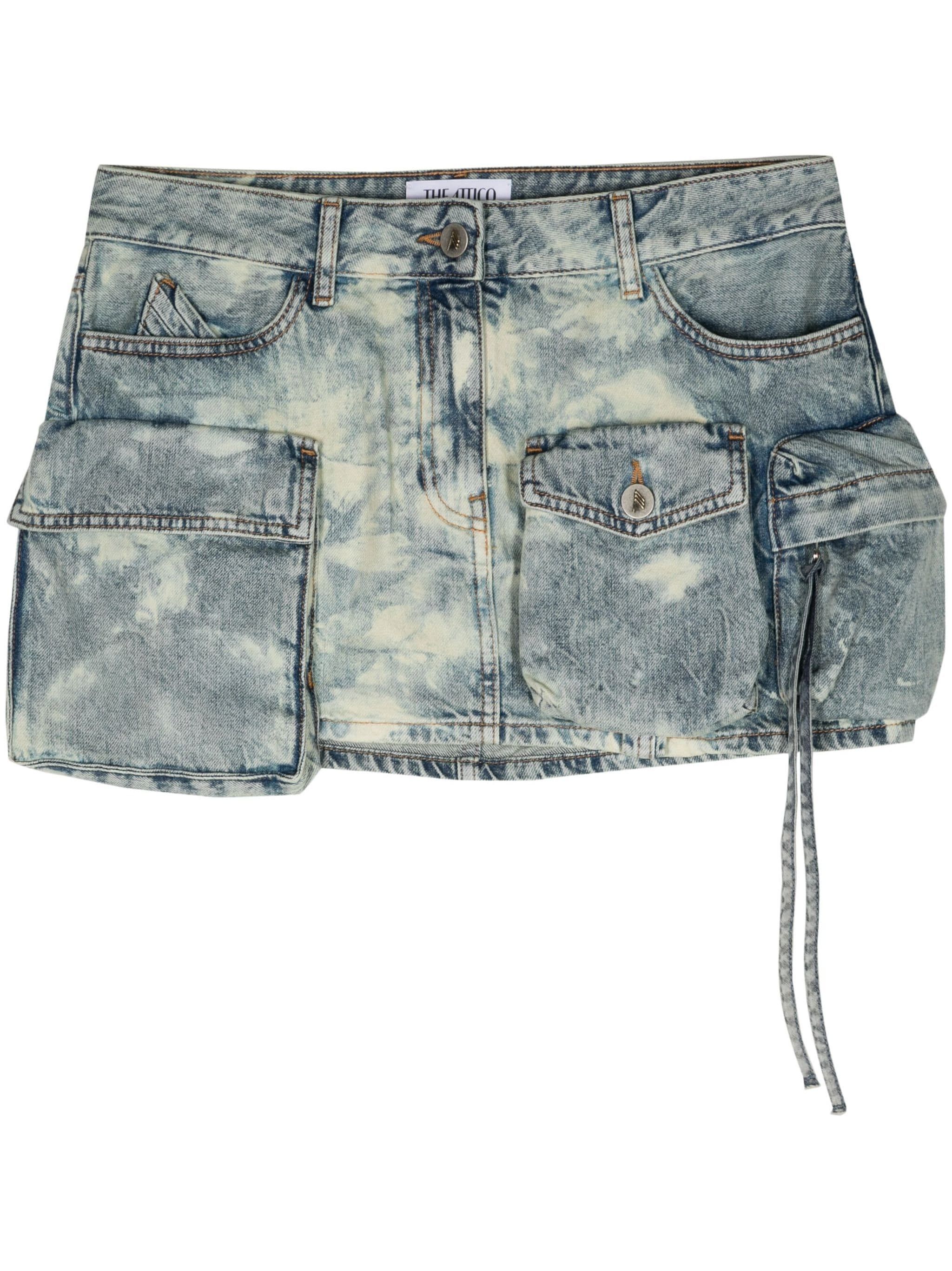 The Attico o1s22i1n1024 Denim Fay Mini Skirt in Denim Blue Size 27" / US 4 / IT 40 - 1 Thumbnail