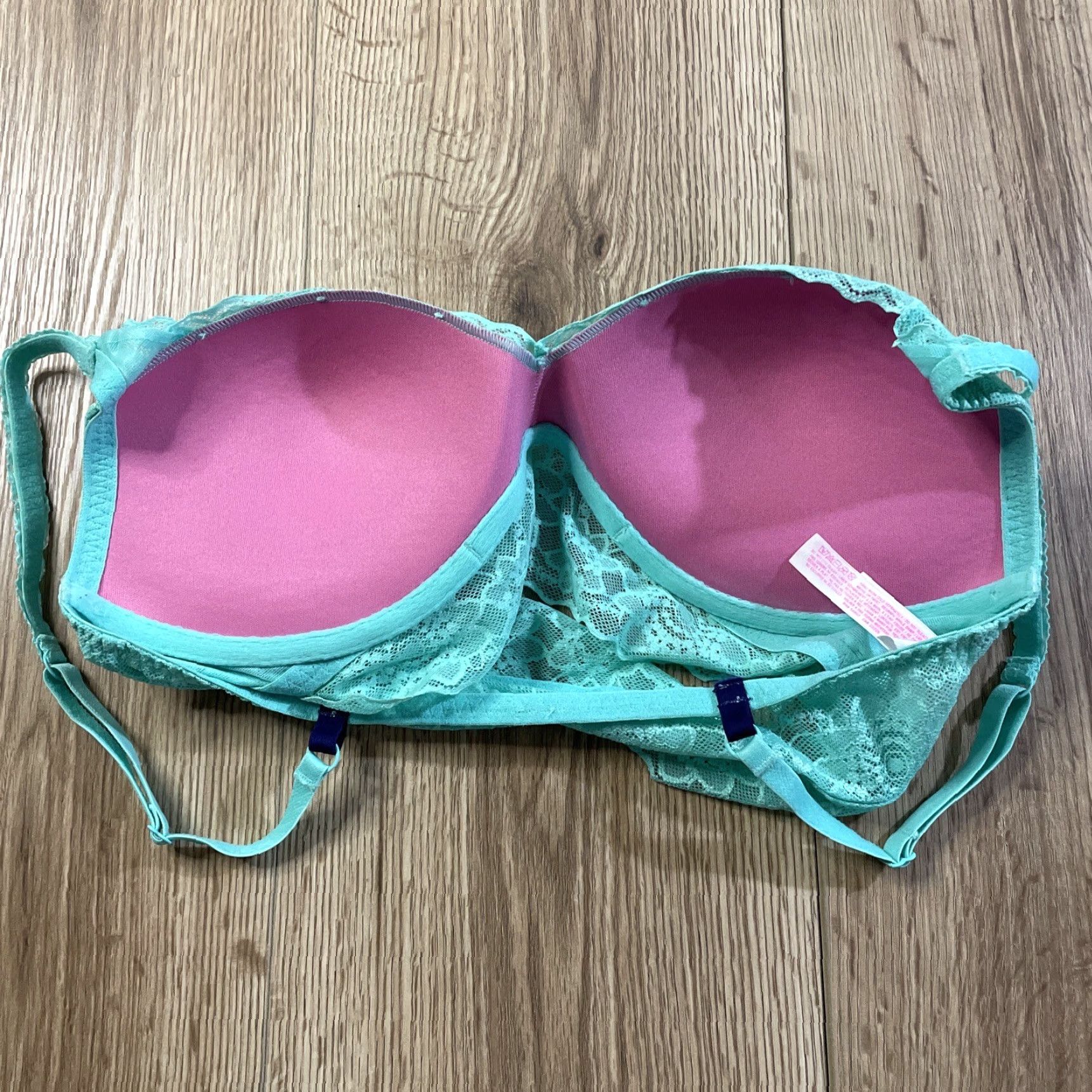 Victoria's Secret Victoria's Secret PINK Green Floral Lace Bralette Women Medium M Underwired Push Up Size ONE SIZE - 3 Thumbnail