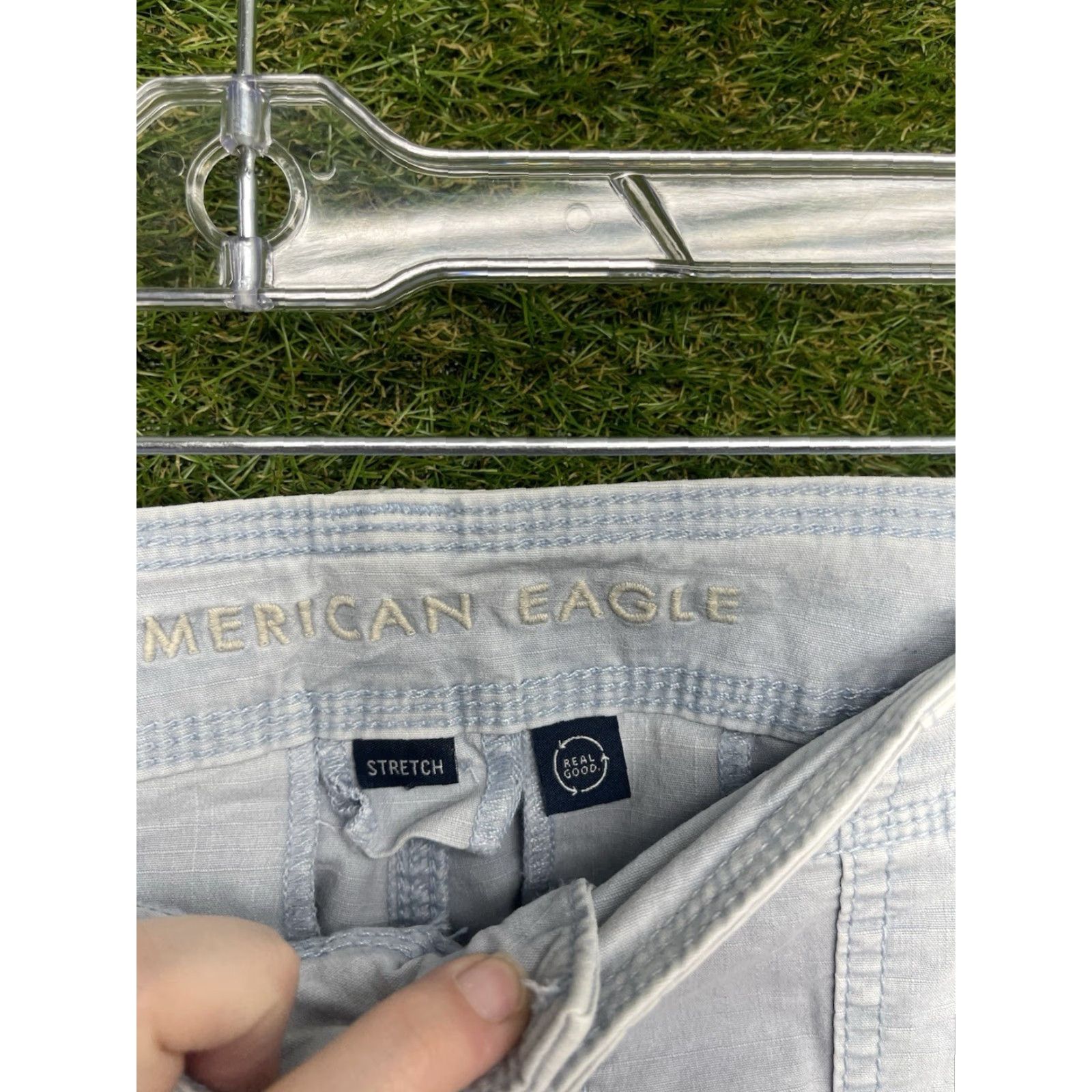 American Eagle Outfitters American Eagle Cargo Pants Womens 16 Blue Baggy Jogger Y2K Skater Stretch Size 38" / US 16 / IT 52 - 7 Thumbnail